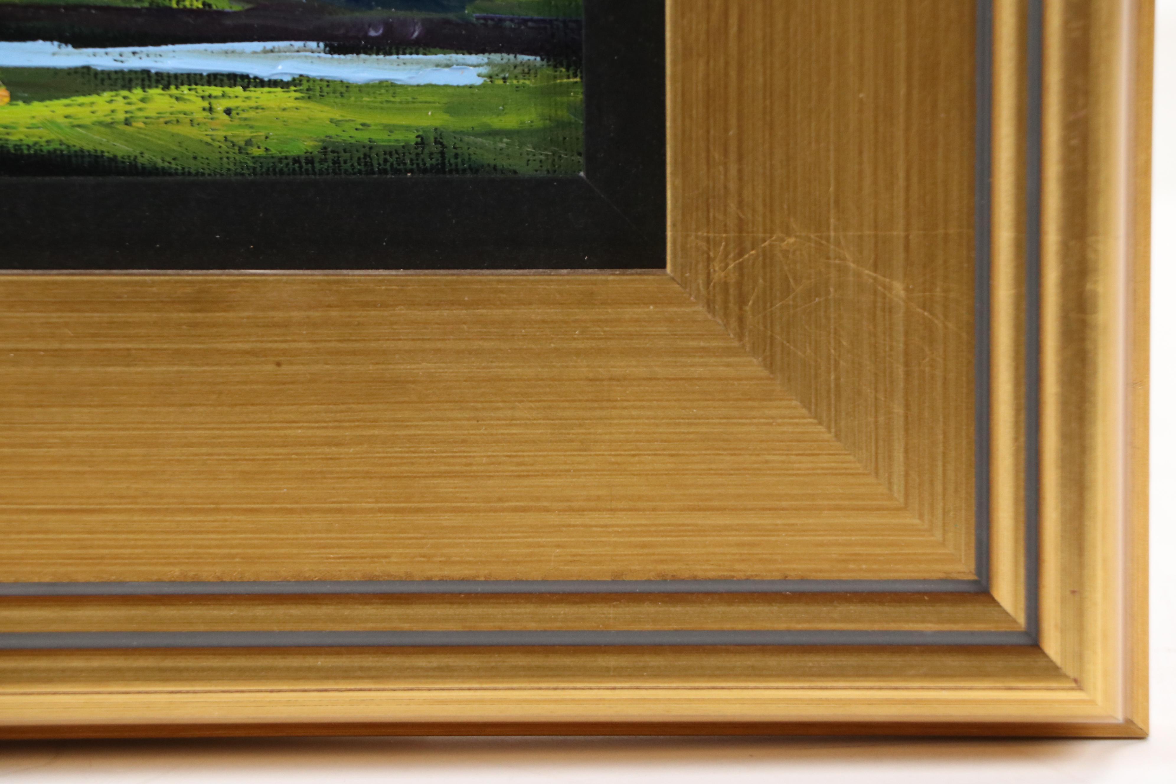 Impressionistic Oil Painting of Tree at Sunset, 21st Century