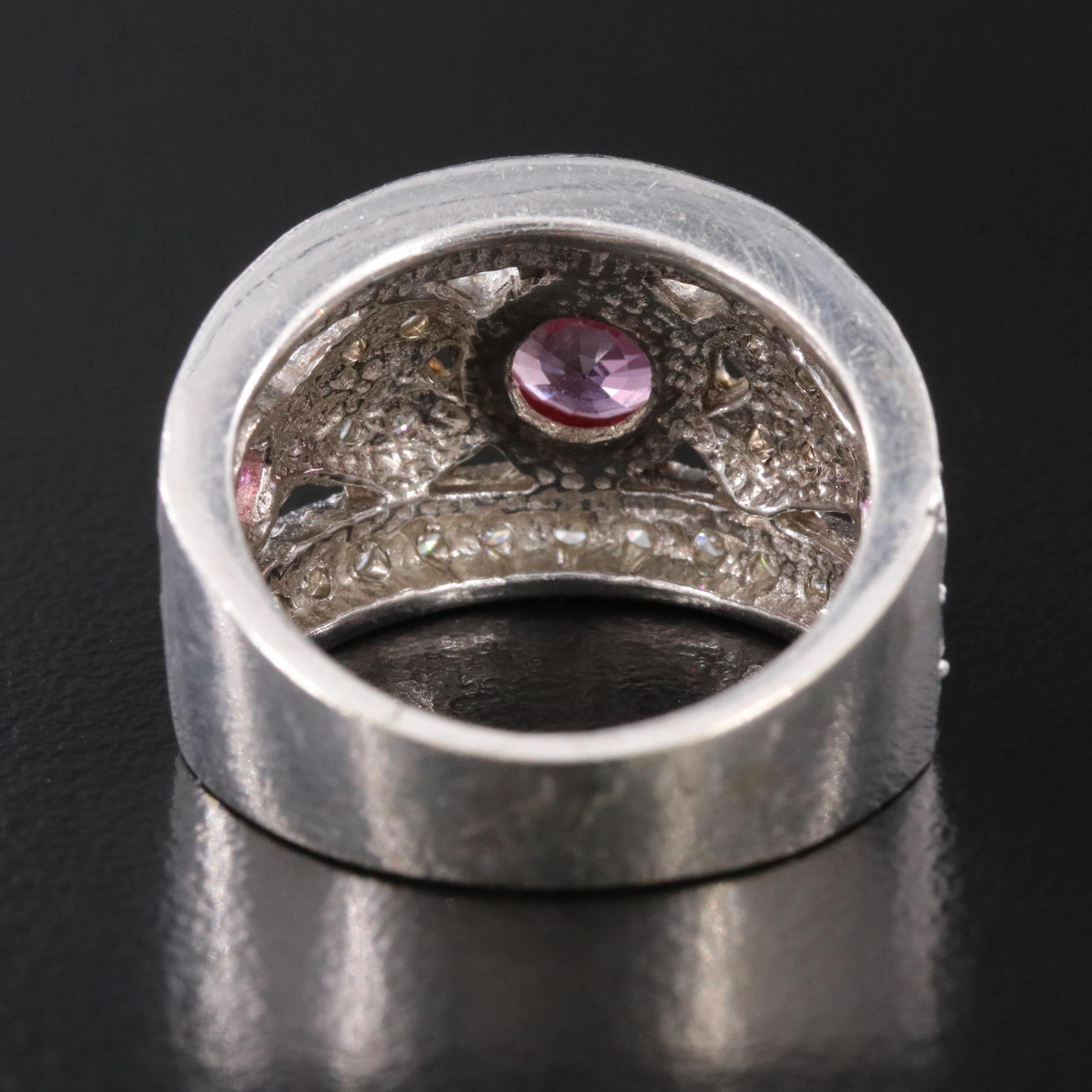 14K Pink Sapphire and 1.32 CTW Diamond Ring with 1.90 CT Center