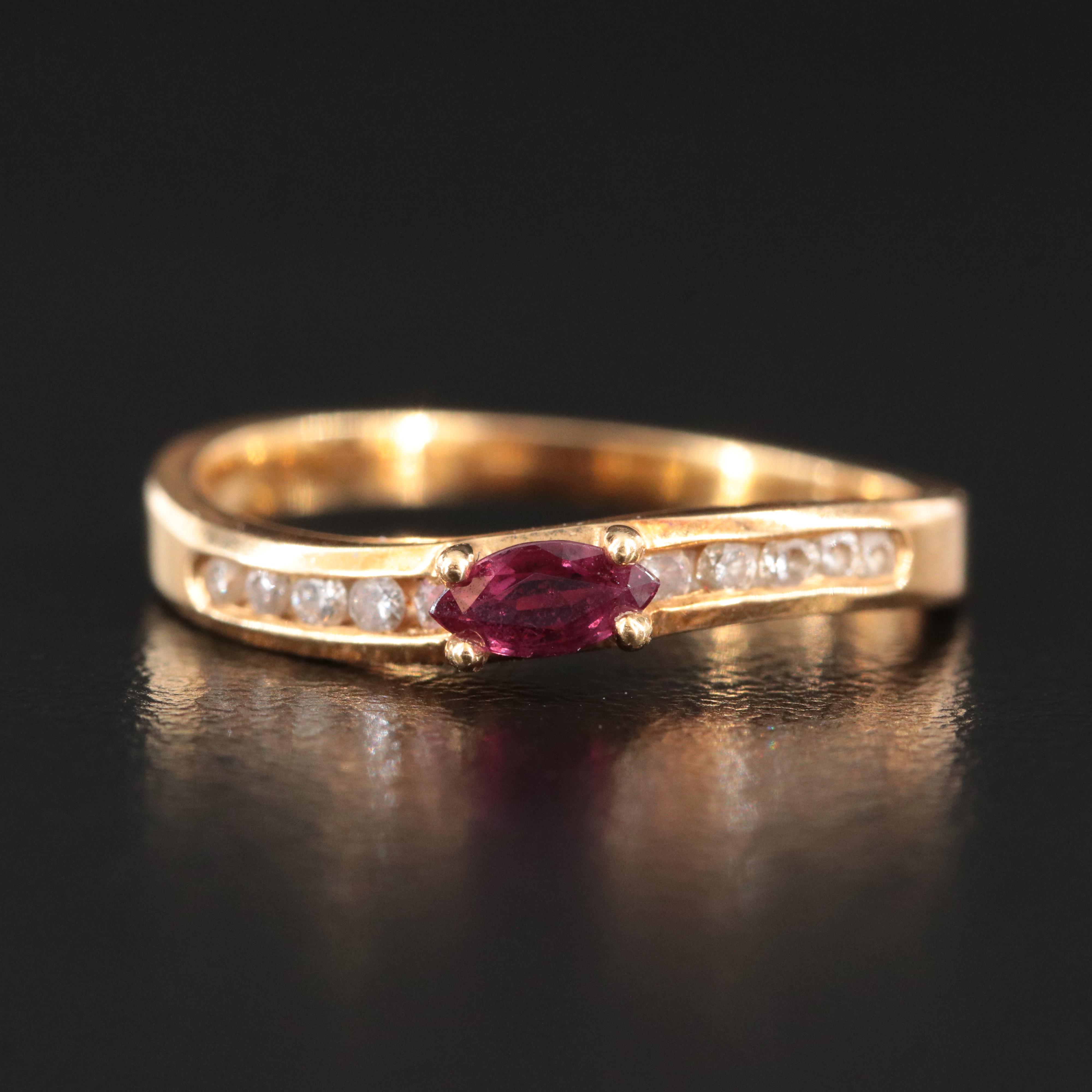 18K Ruby and Diamond Wave Ring