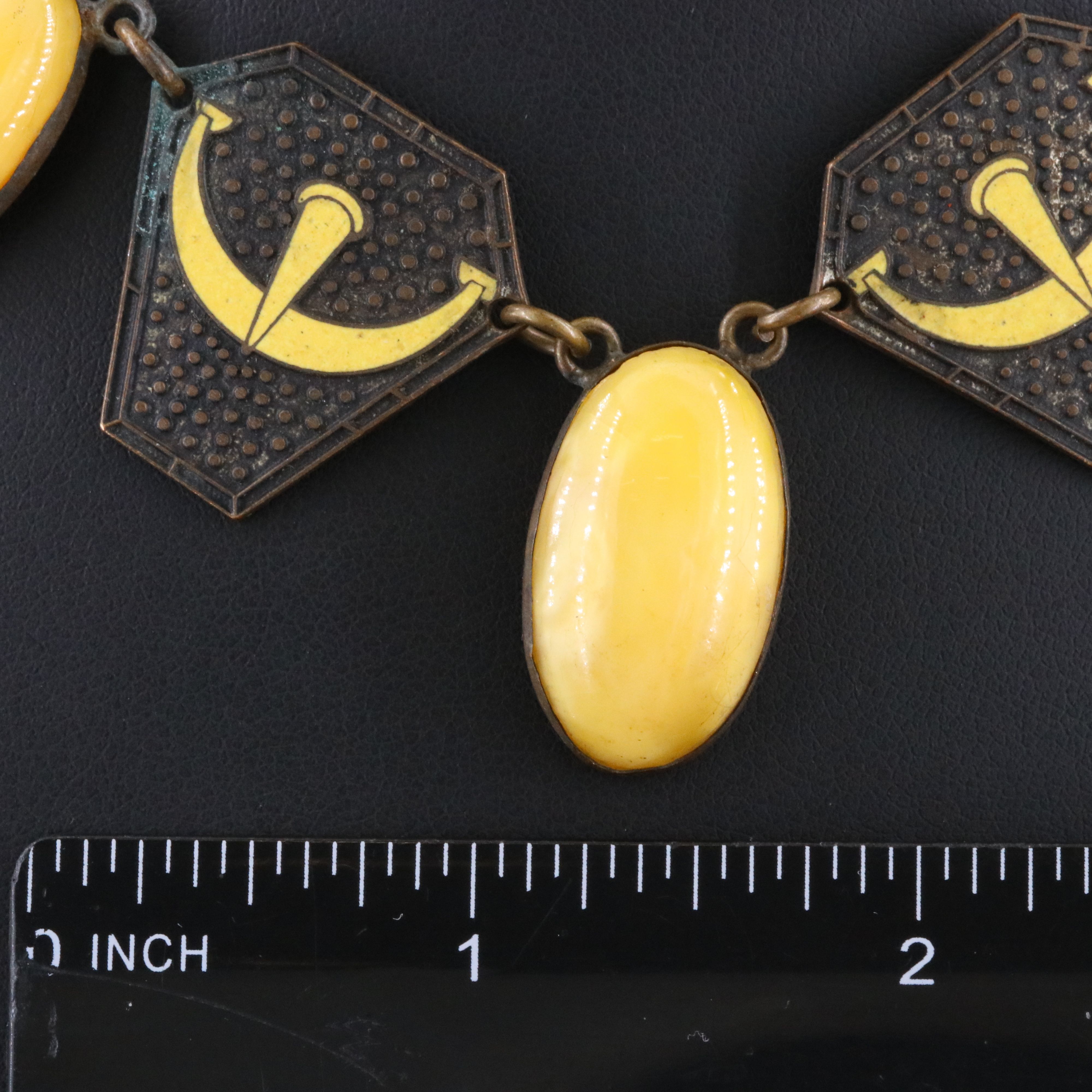 1930s Deco Panel Necklace with Early Plastic