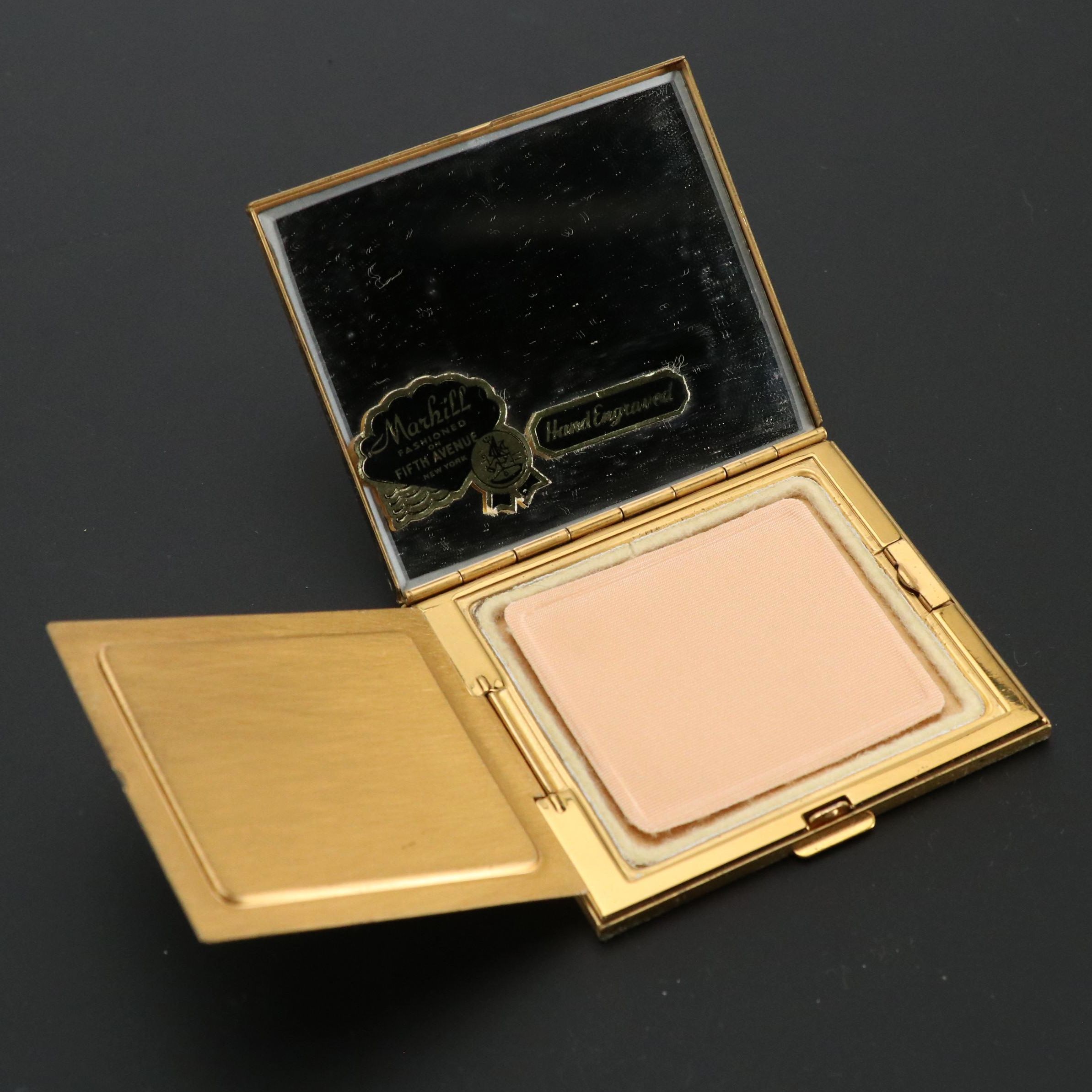 Marhill Marbleized Powder Compact, Mid-20th Century