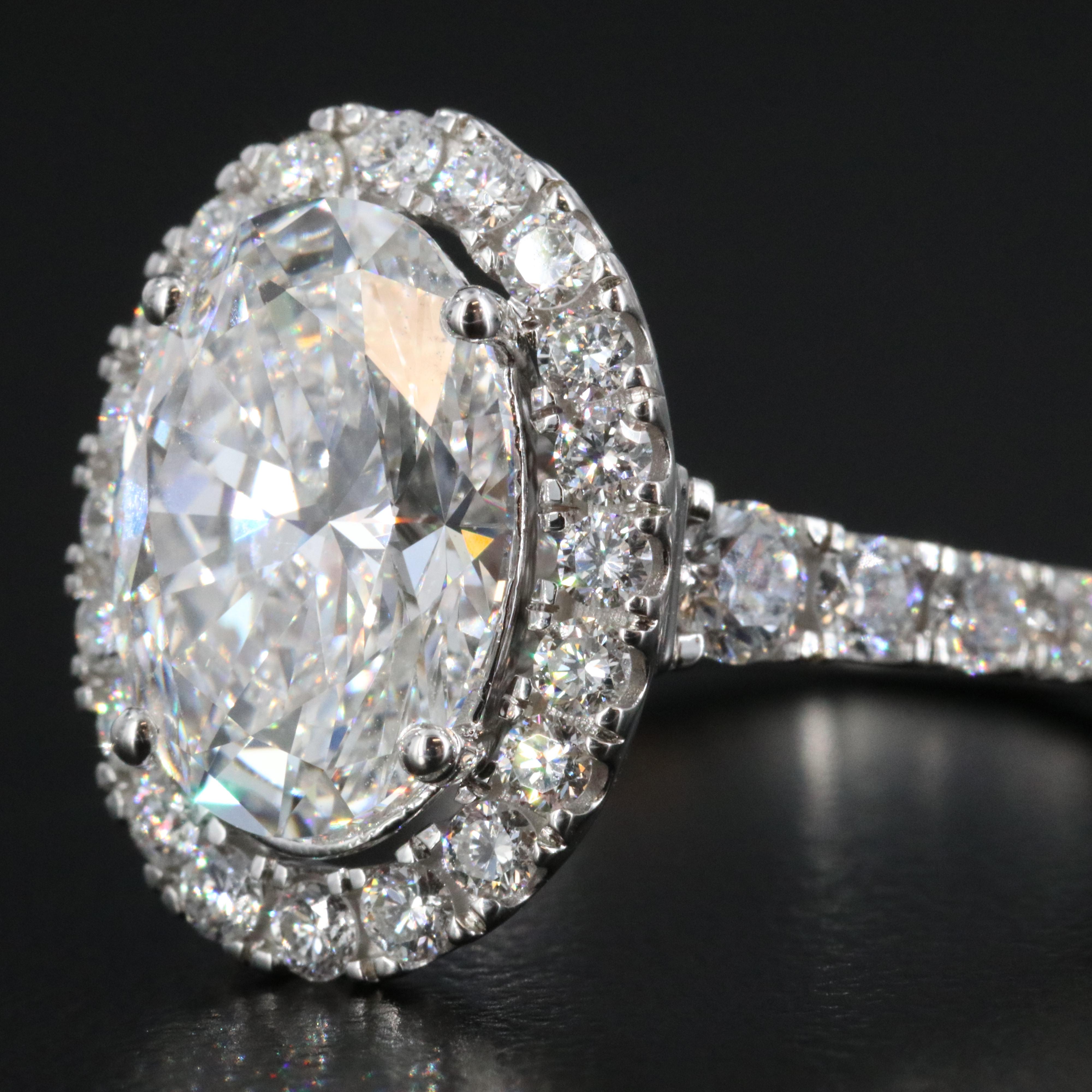 14K 4.82 CTW Lab Grown Diamond Halo Ring