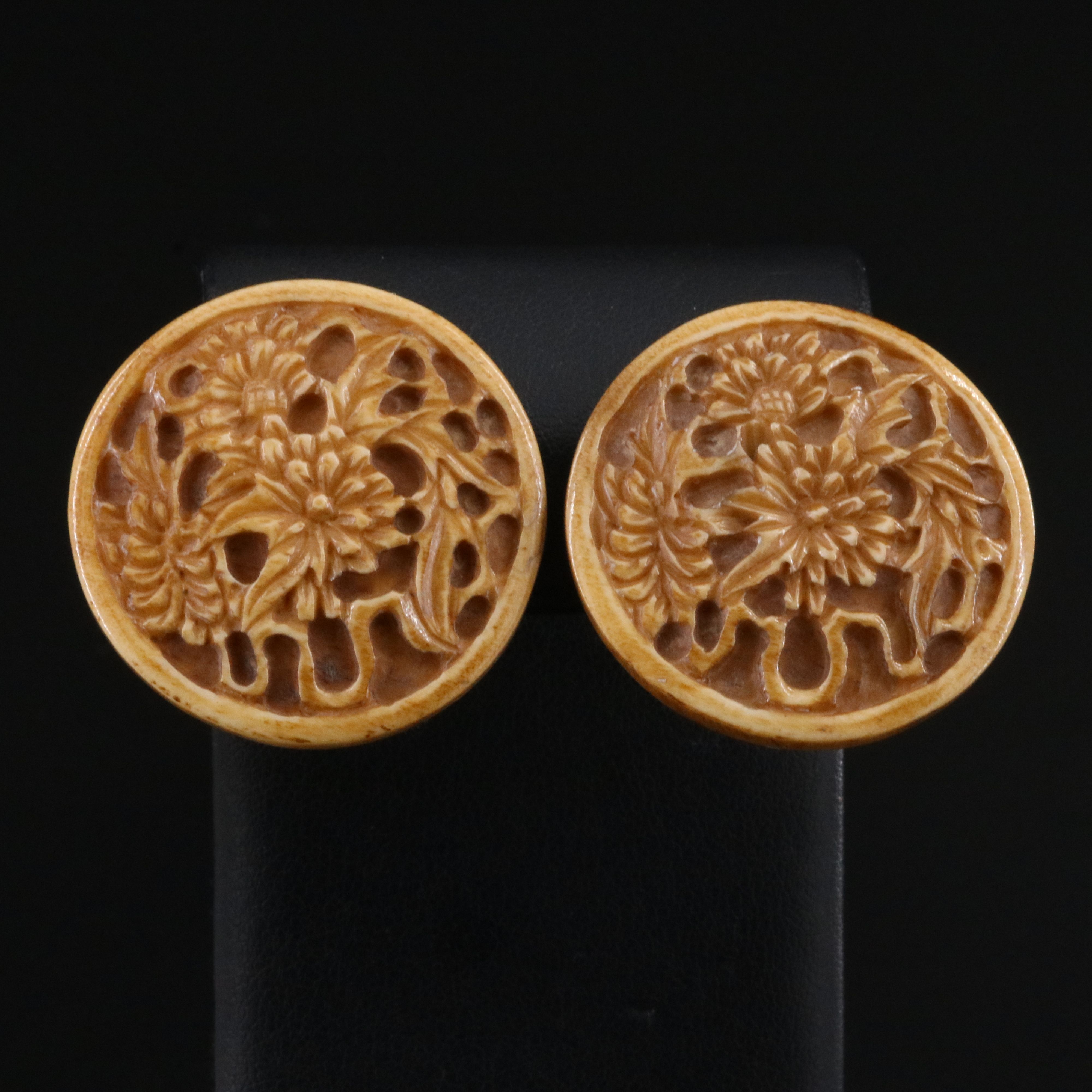 Stephen Dweck Chrysanthemum Carved Bone Earrings