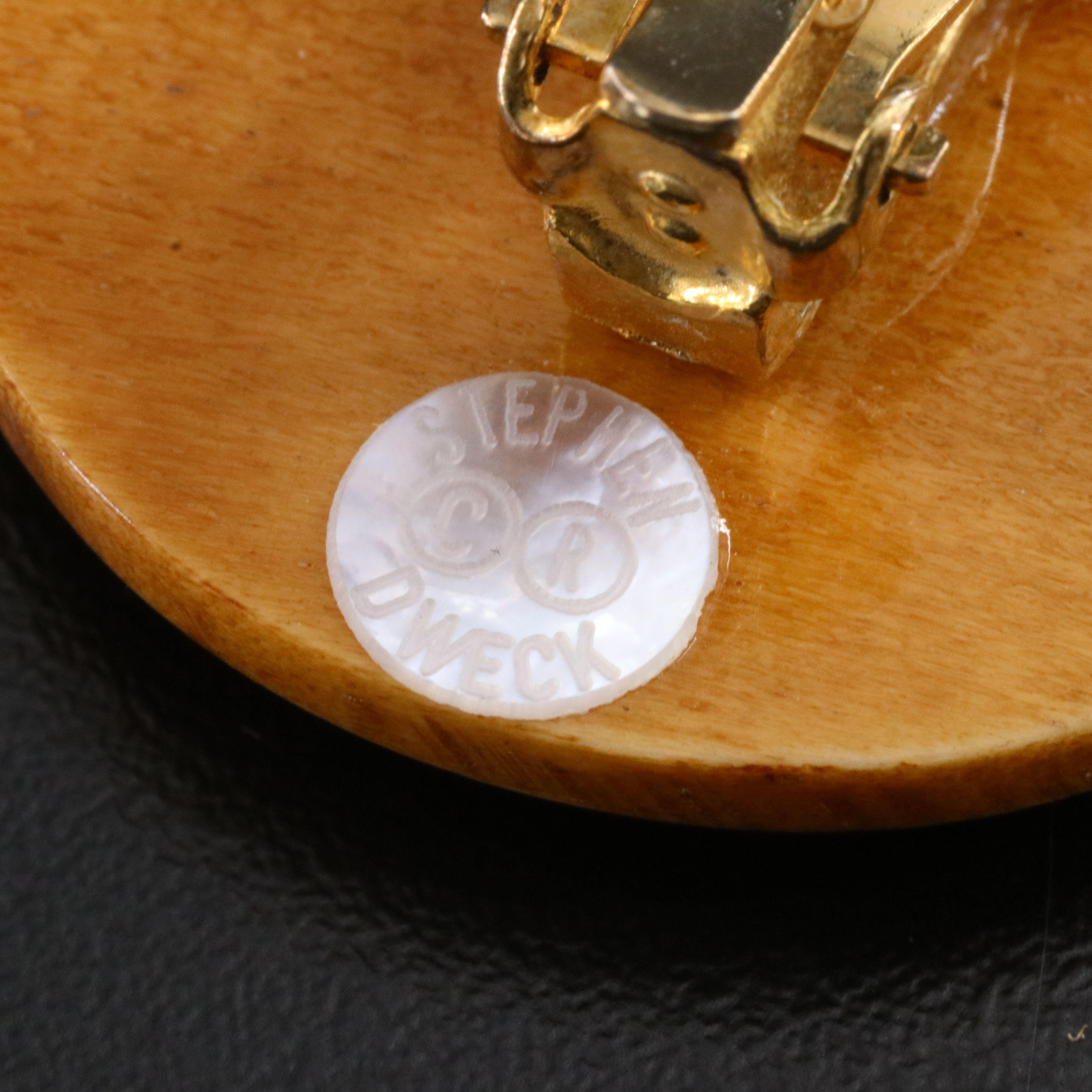 Stephen Dweck Chrysanthemum Carved Bone Earrings