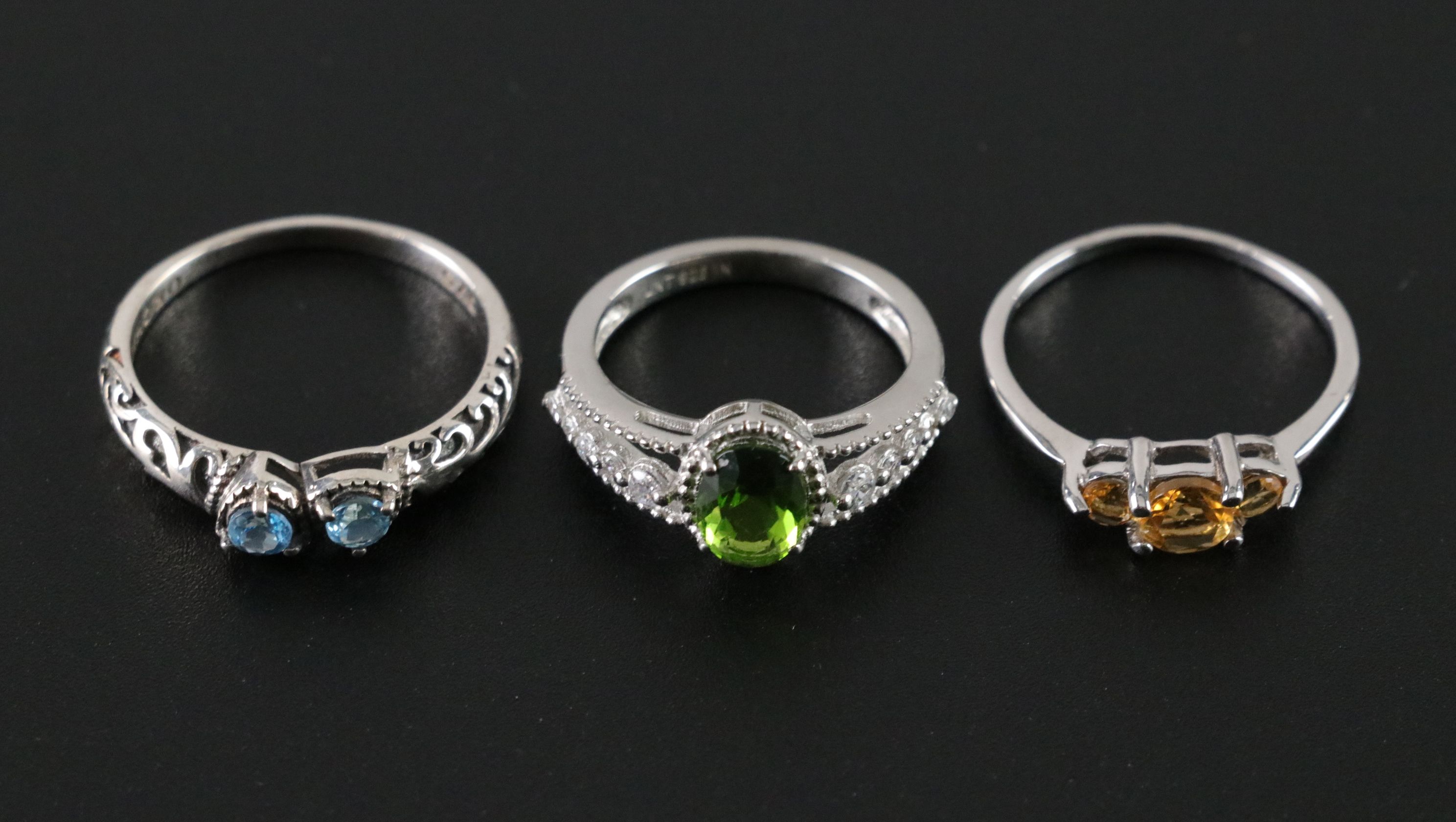 14 Assorted Sterling Silver Rings, Necklaces and Earrings