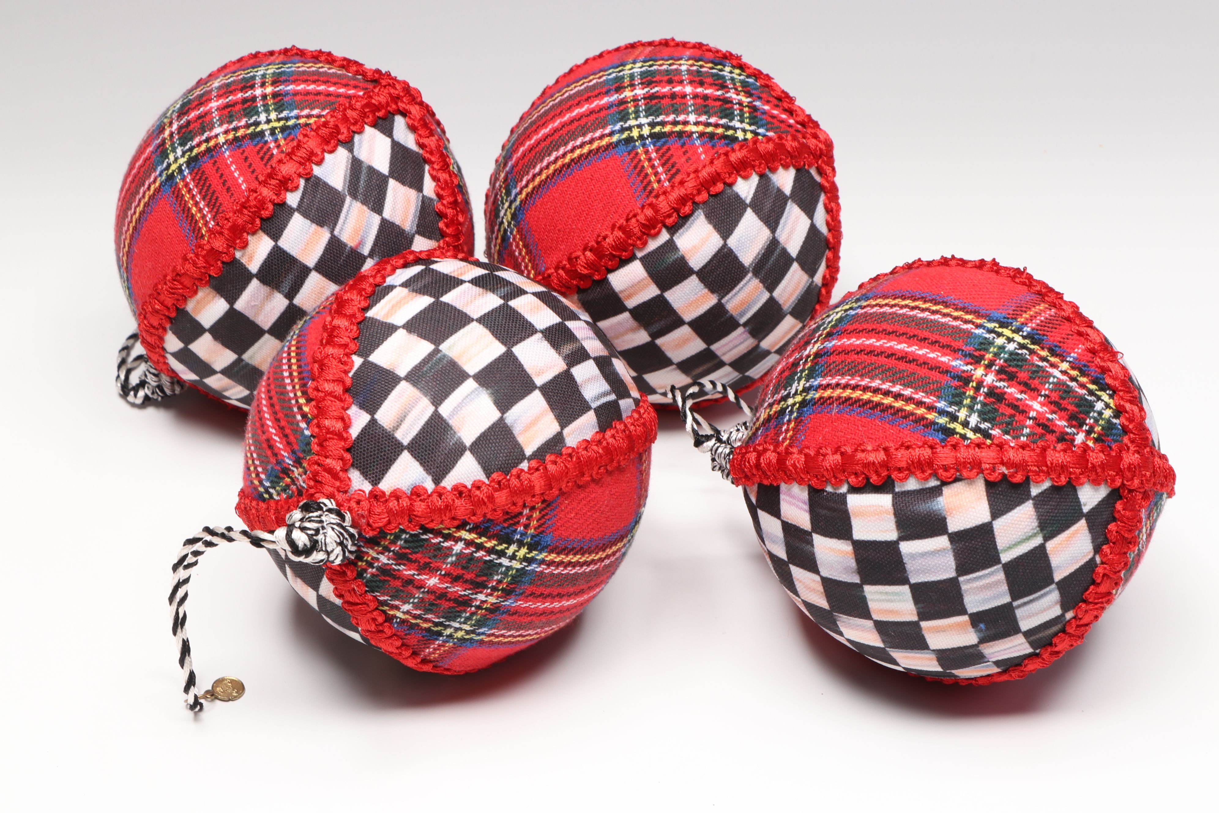 MacKenzie-Childs Tartastic Fabric Ornaments and Beaded Tassel
