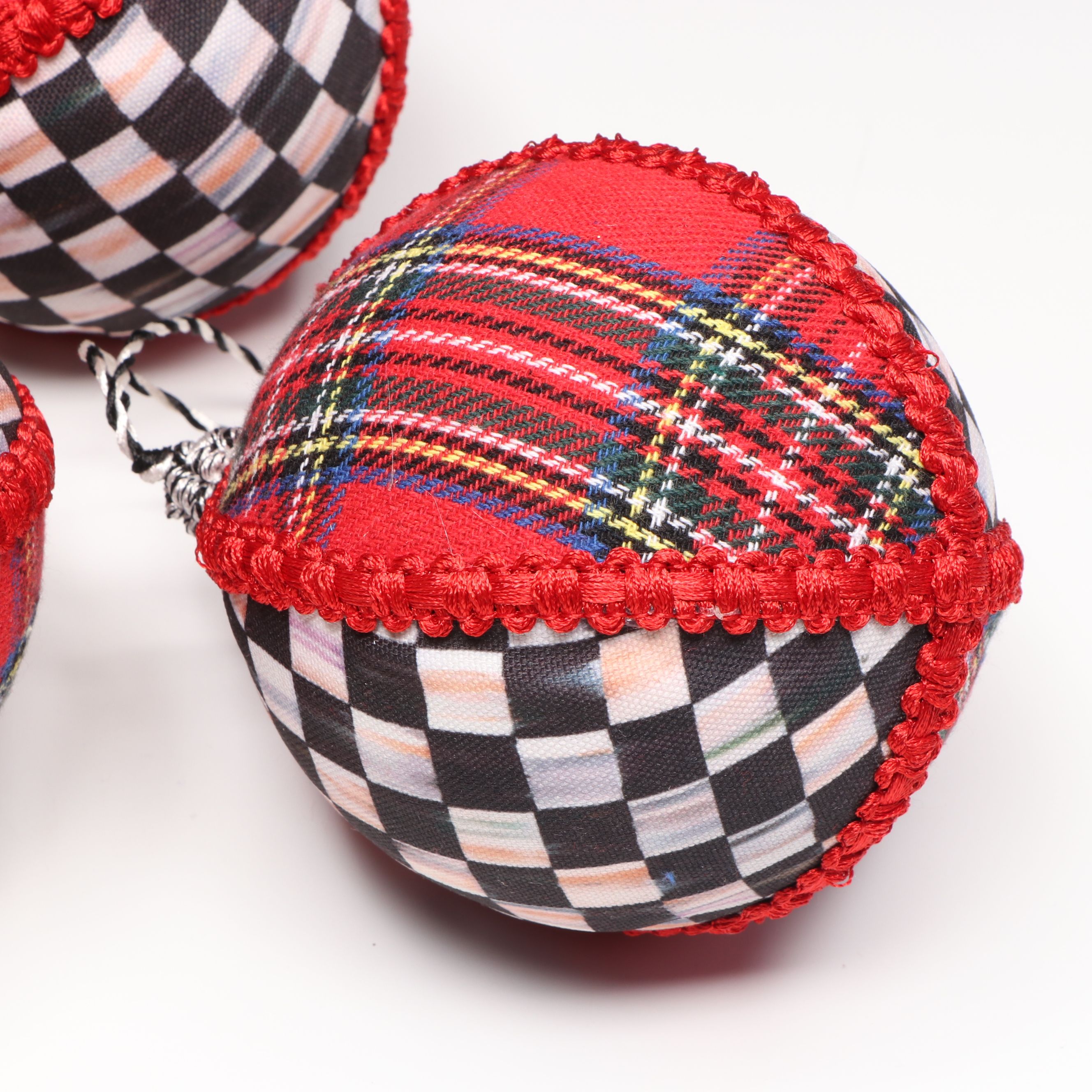 MacKenzie-Childs Tartastic Fabric Ornaments and Beaded Tassel