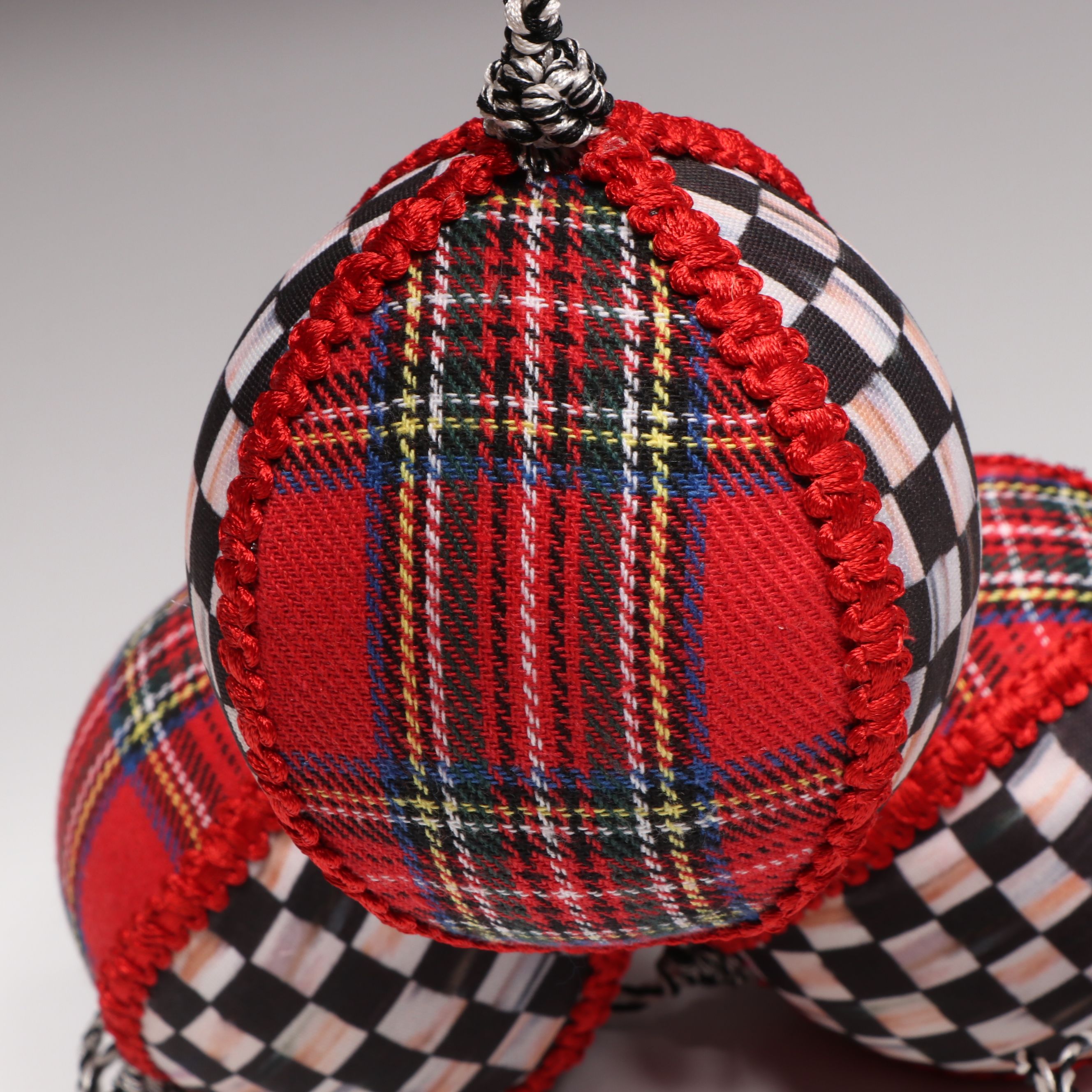 MacKenzie-Childs Tartastic Fabric Ornaments and Beaded Tassel
