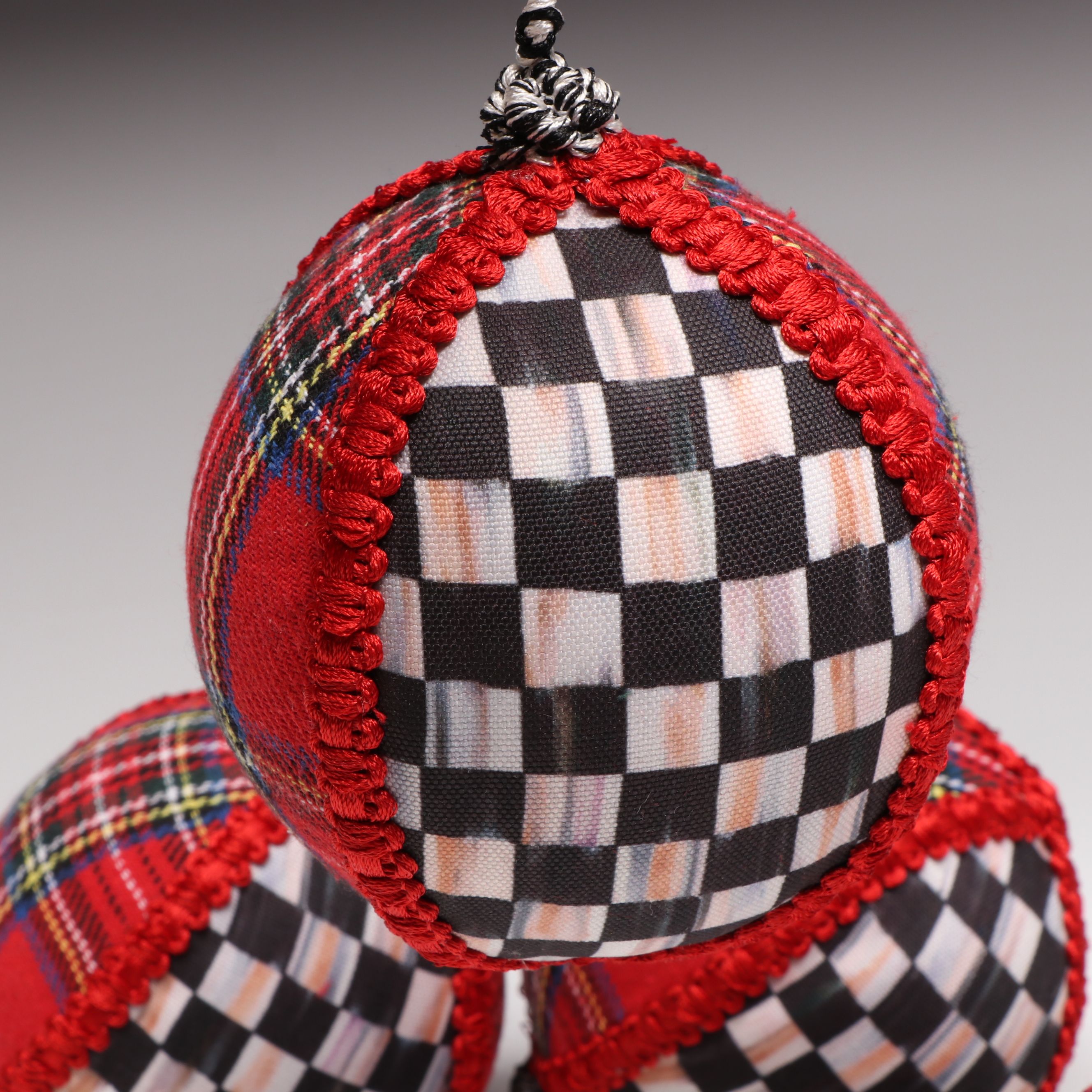 MacKenzie-Childs Tartastic Fabric Ornaments and Beaded Tassel