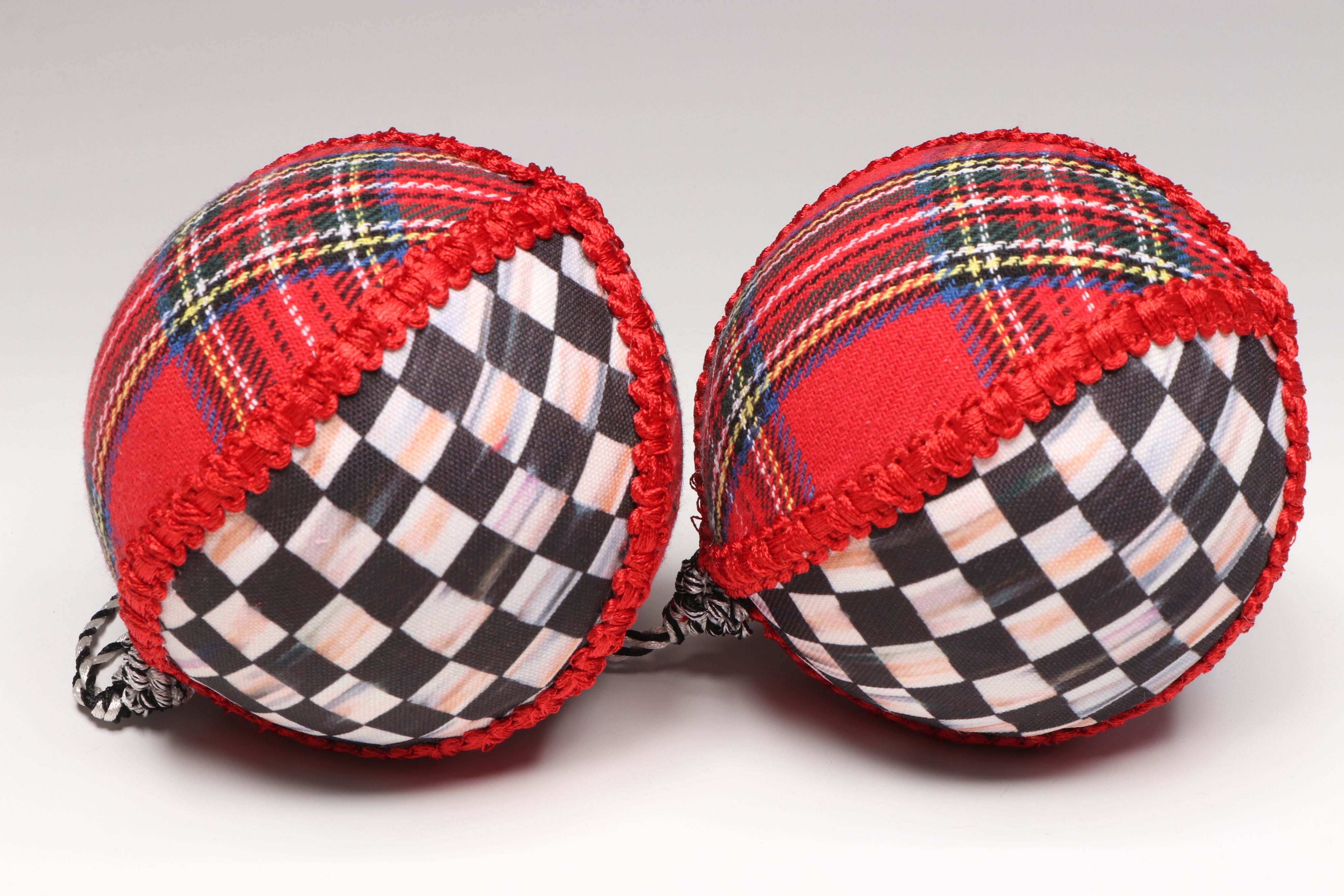 MacKenzie-Childs Tartastic Fabric Ornaments and Beaded Tassel