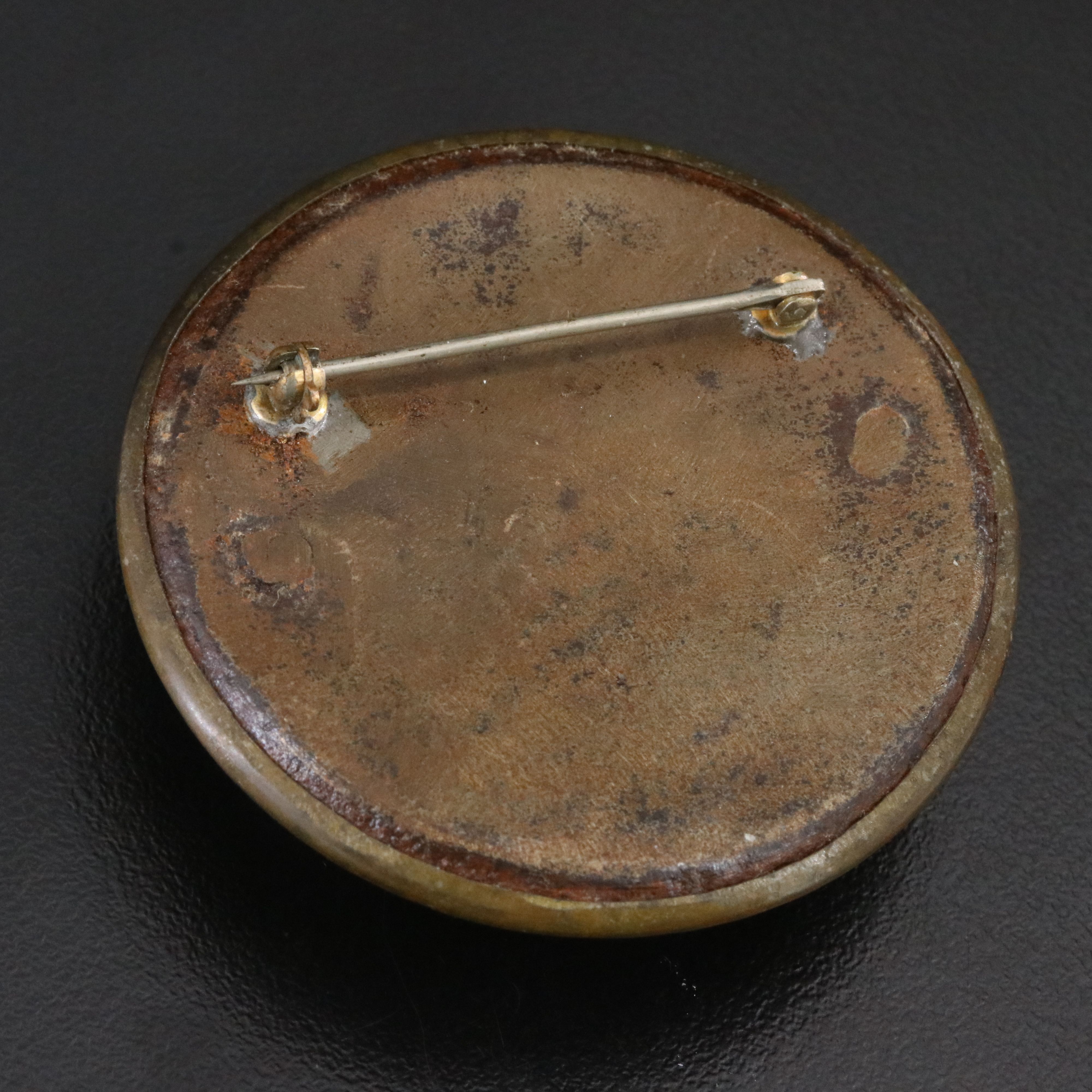 Antique Reverse Painted Bridle Rosette Brooch