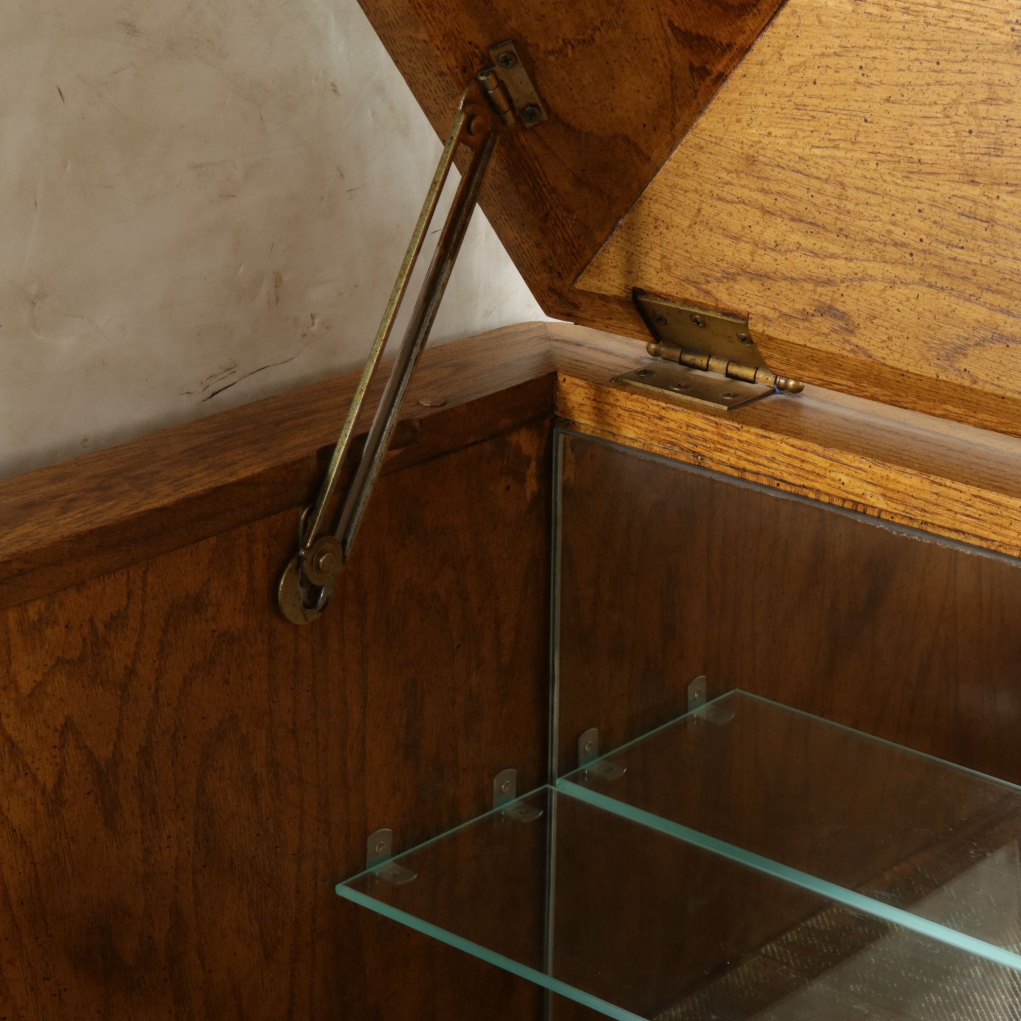 Oak Victrola-Style Bar Cabinet