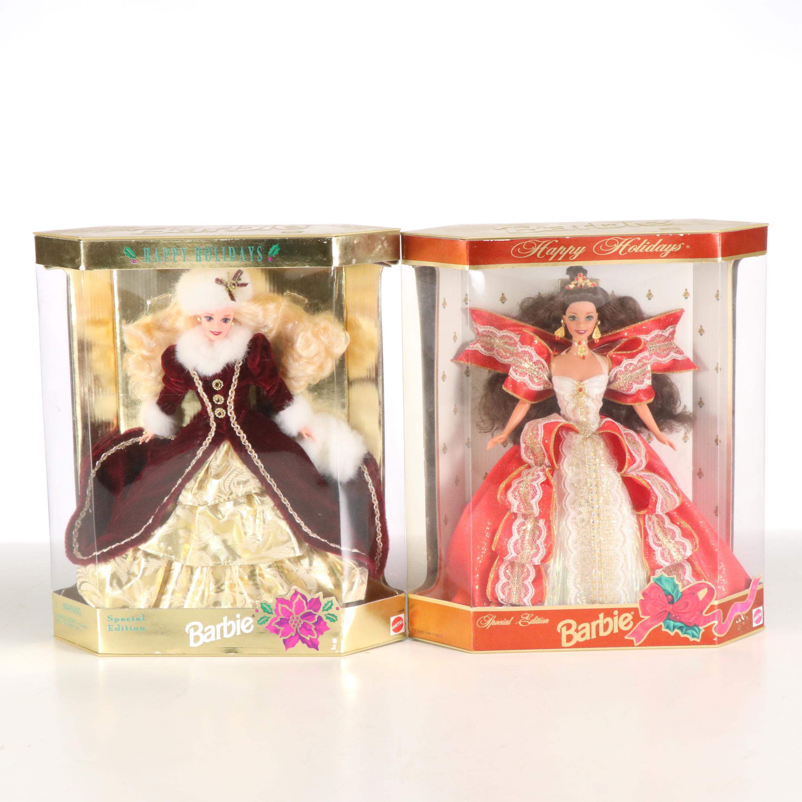 Barbie "Jewel Skating" and "Happy Holidays" with More Barbie Dolls