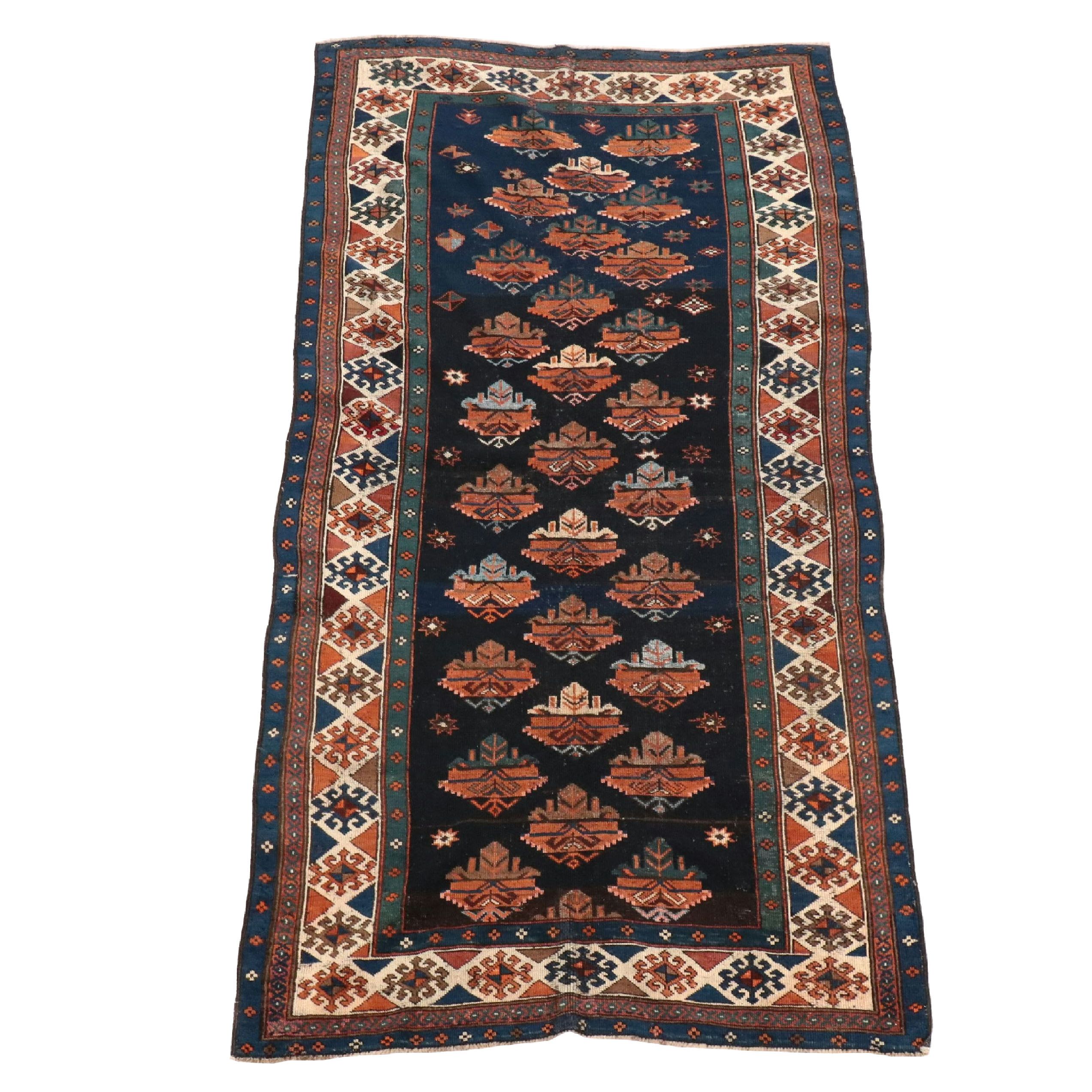 3'8 x 7'6 Hand-Knotted Caucasian Kazak Area Rug