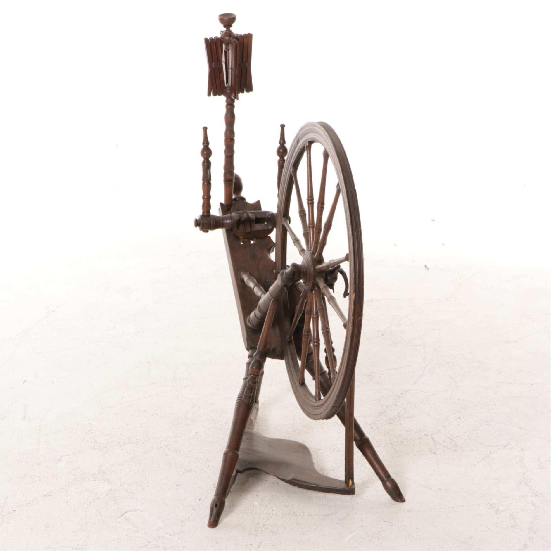 Norwegian Finish Primitive Thread Spinning Wheel with Expandable Nest, 19th C.