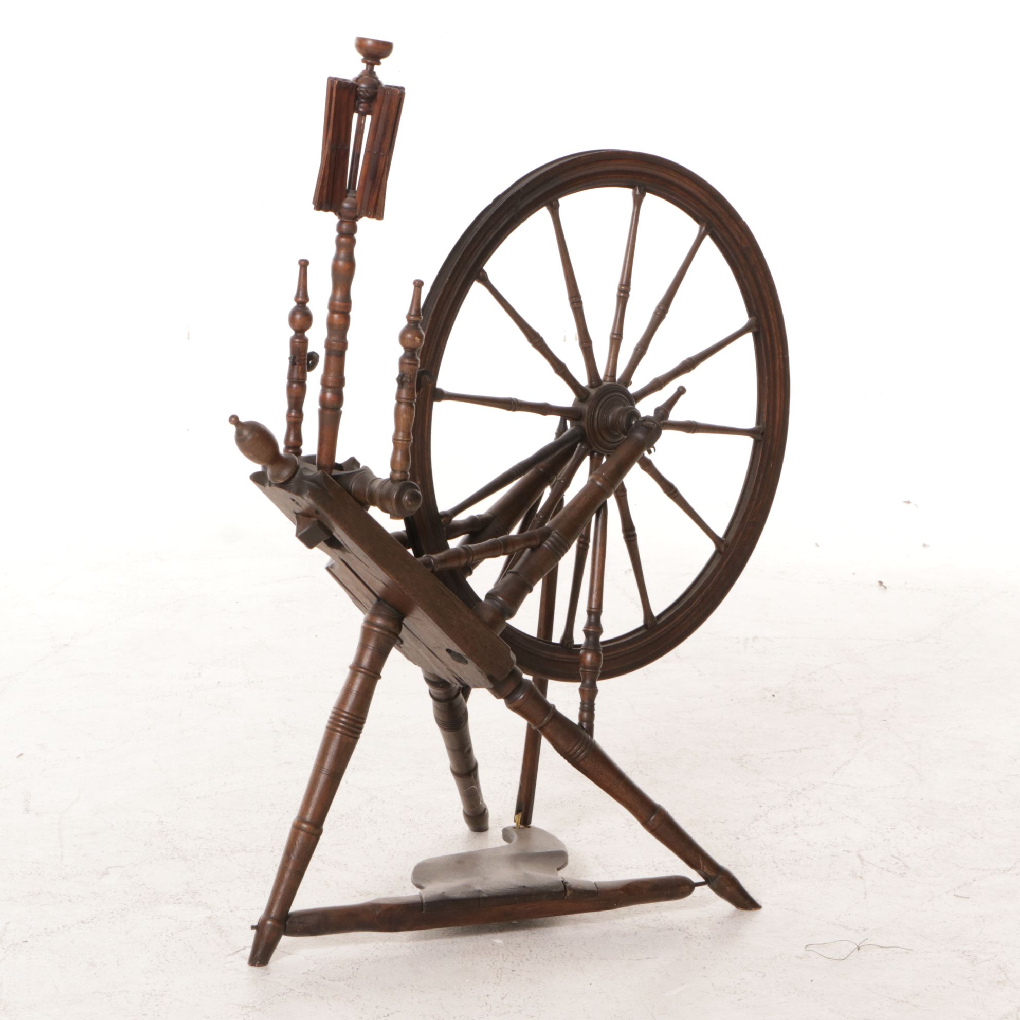 Norwegian Finish Primitive Thread Spinning Wheel with Expandable Nest, 19th C.
