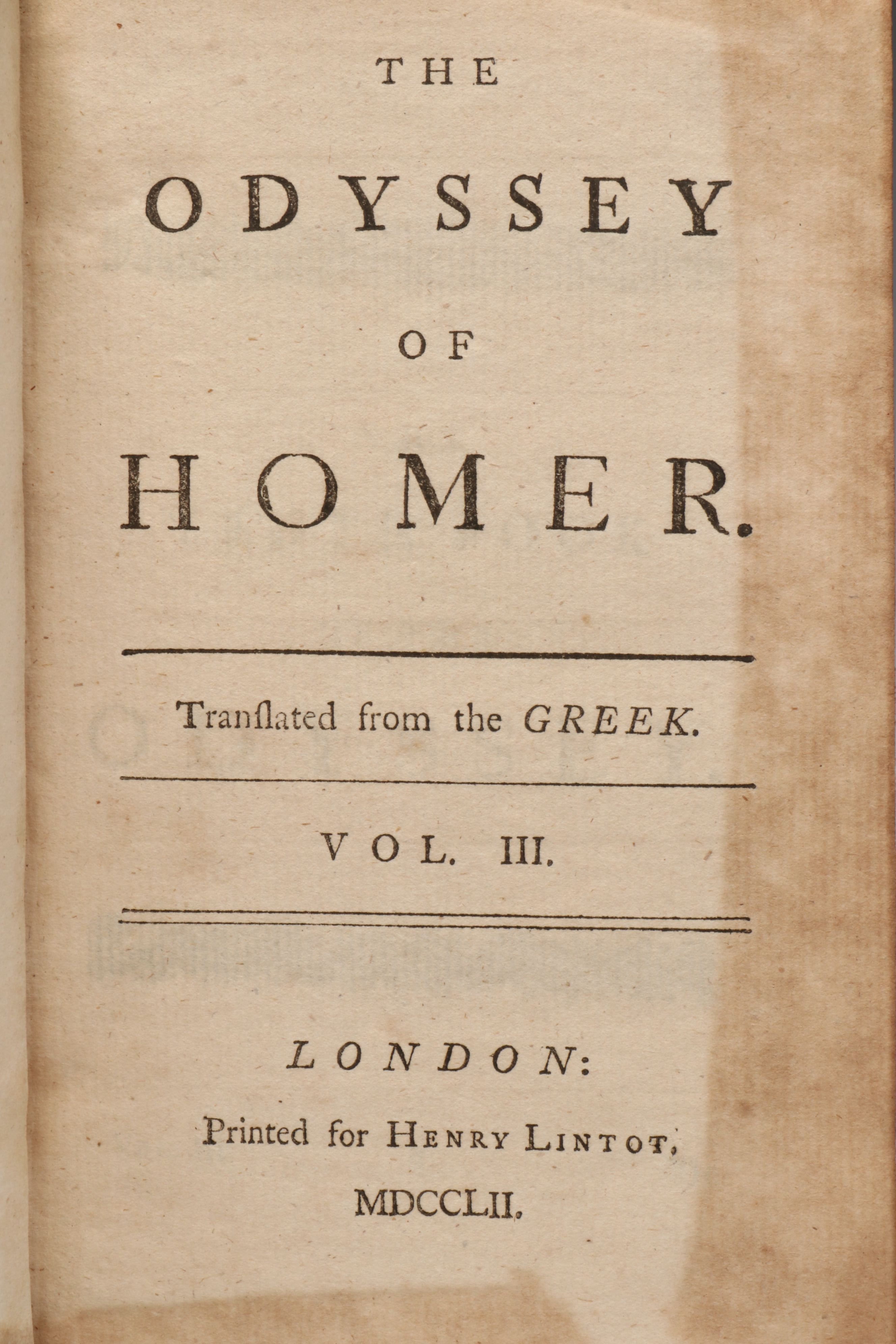 Illustrated "The Odyssey" Partial Set by Homer, 1752