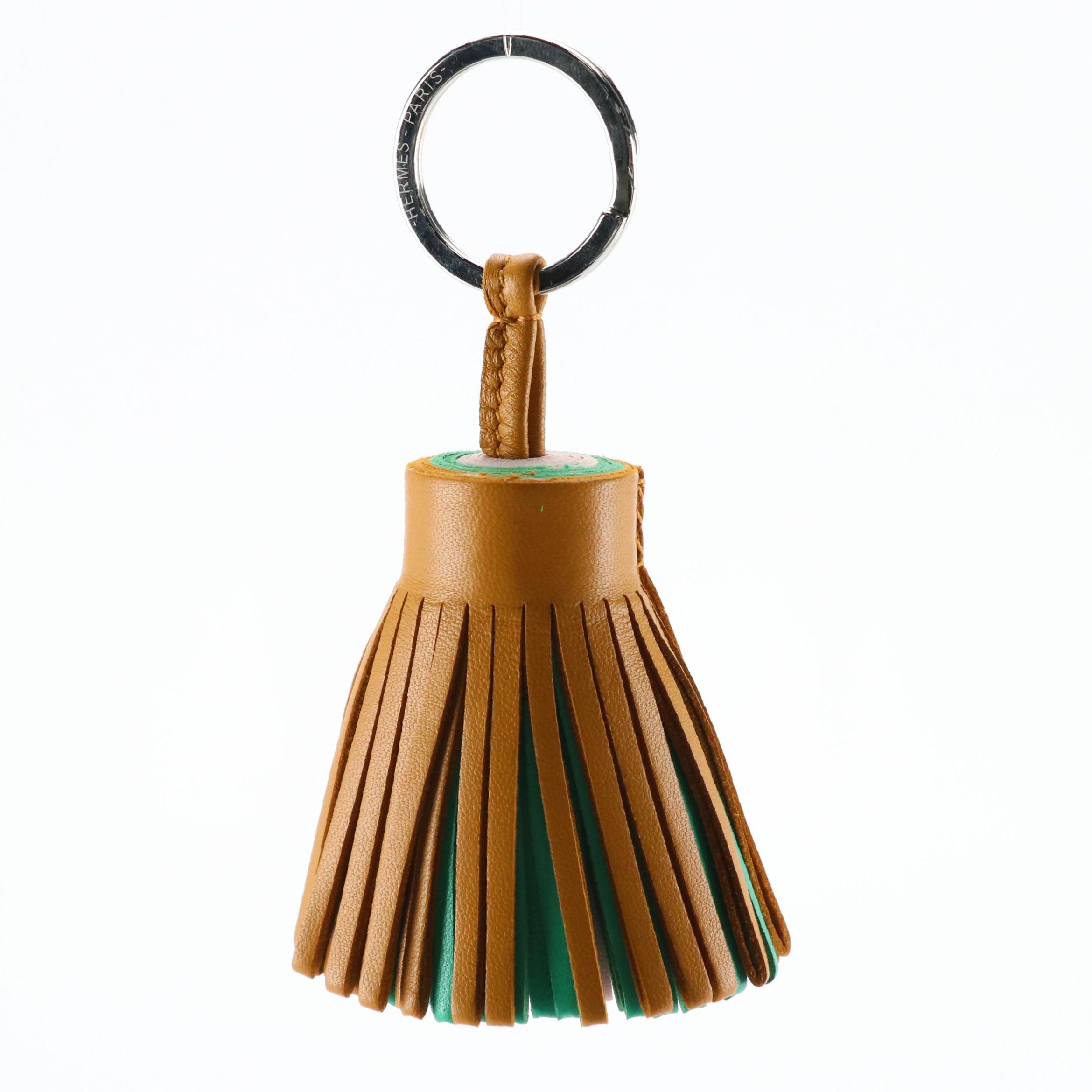 Hermès Carmen Tassel Key Ring/Bag Charm in Tricolor Lambskin Leather
