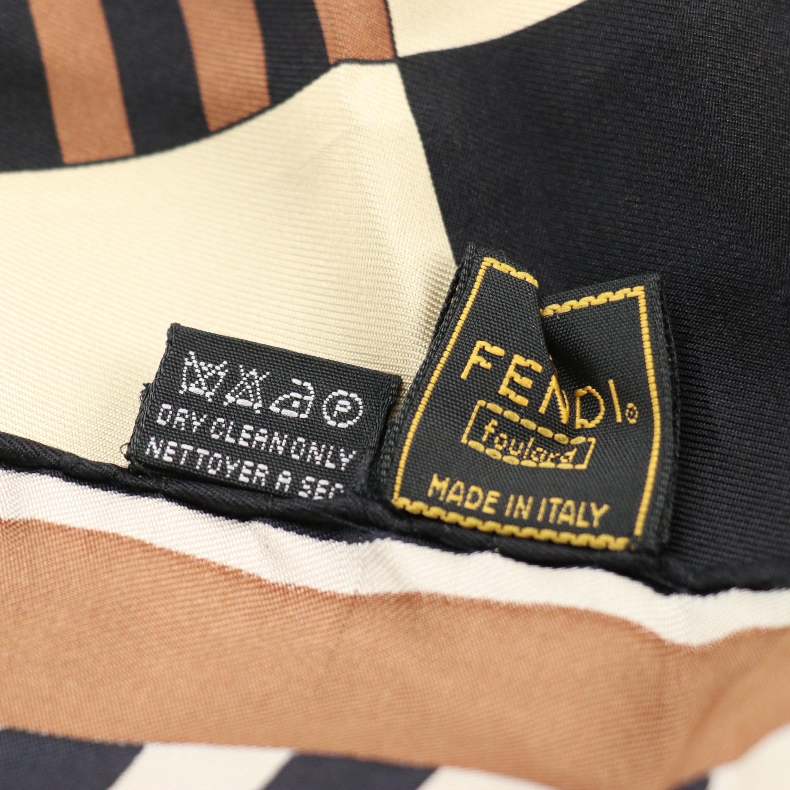 Fendi Chess Printed Silk Twill Scarf