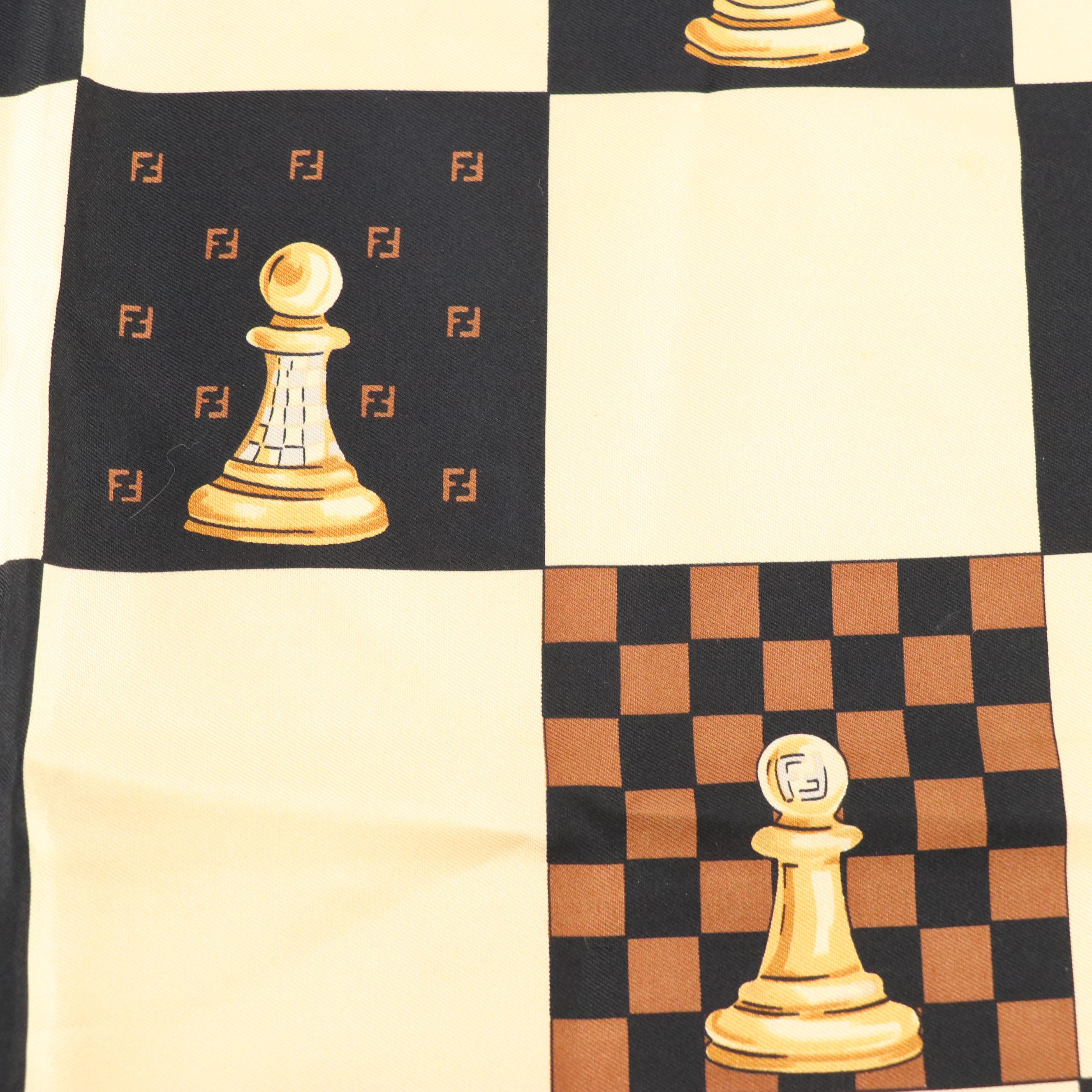 Fendi Chess Printed Silk Twill Scarf