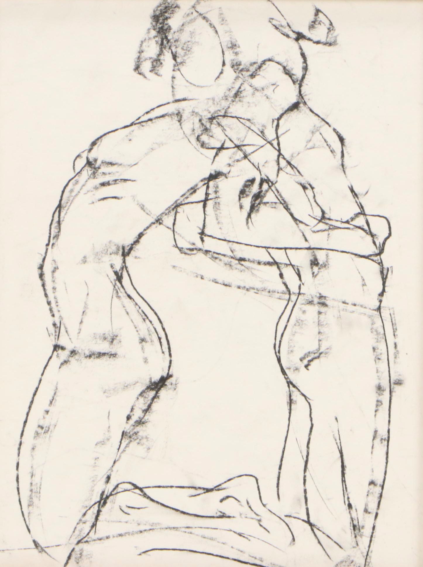 Paul Wagener Double-Sided Mixed Media Drawings of Nude Figure Studies