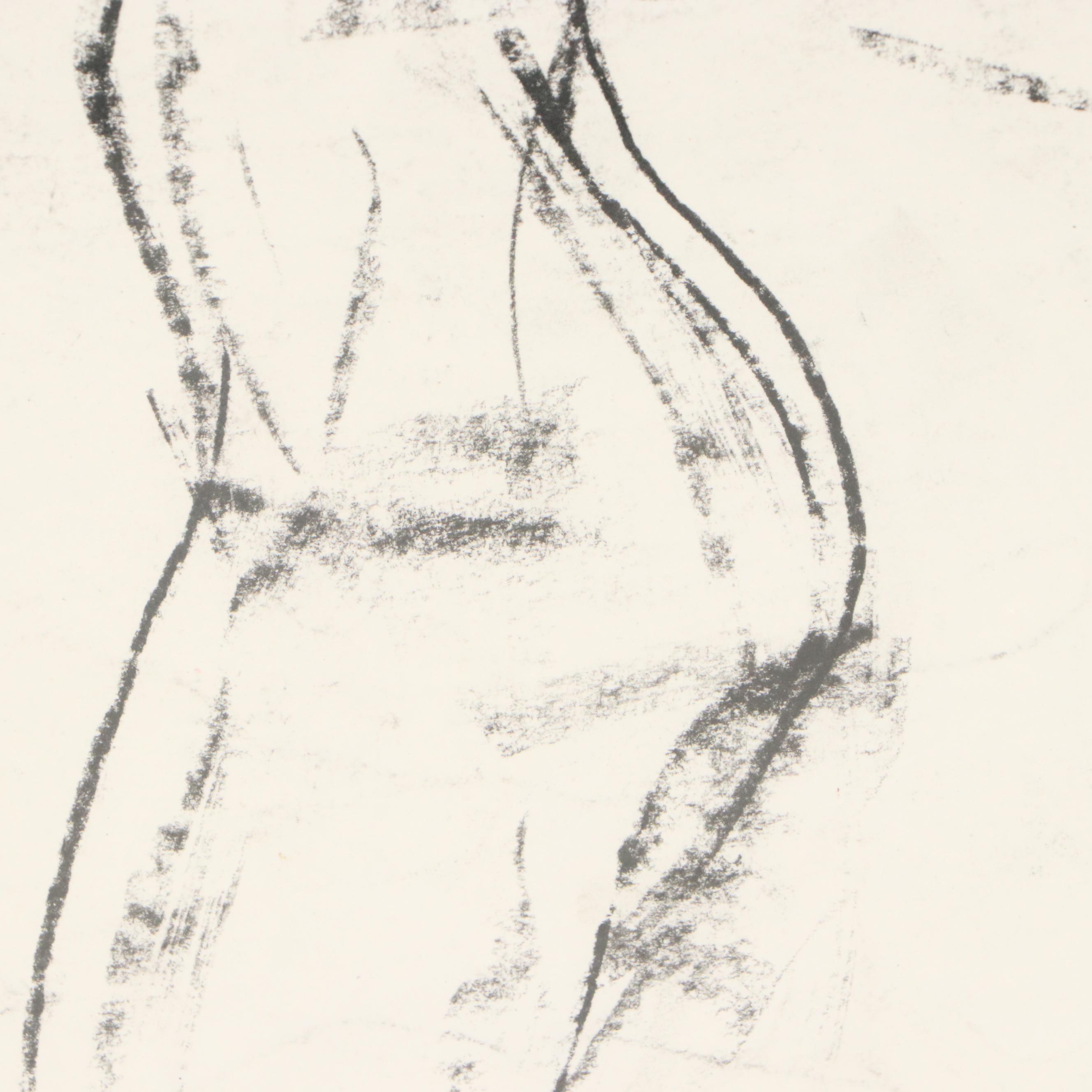 Paul Wagener Double-Sided Mixed Media Drawings of Nude Figure Studies