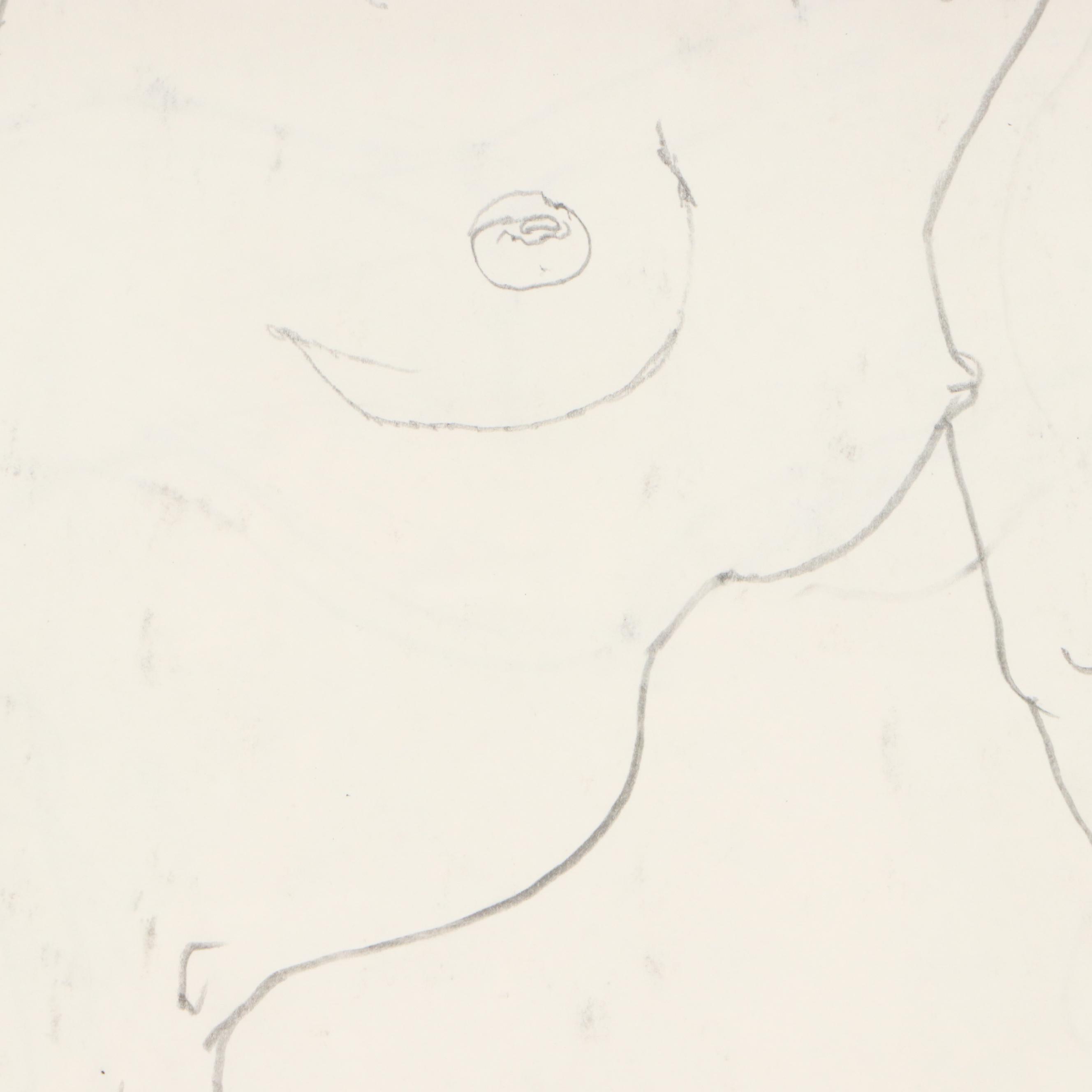 Paul Wagener Double-Sided Mixed Media Drawings of Nude Figure Studies