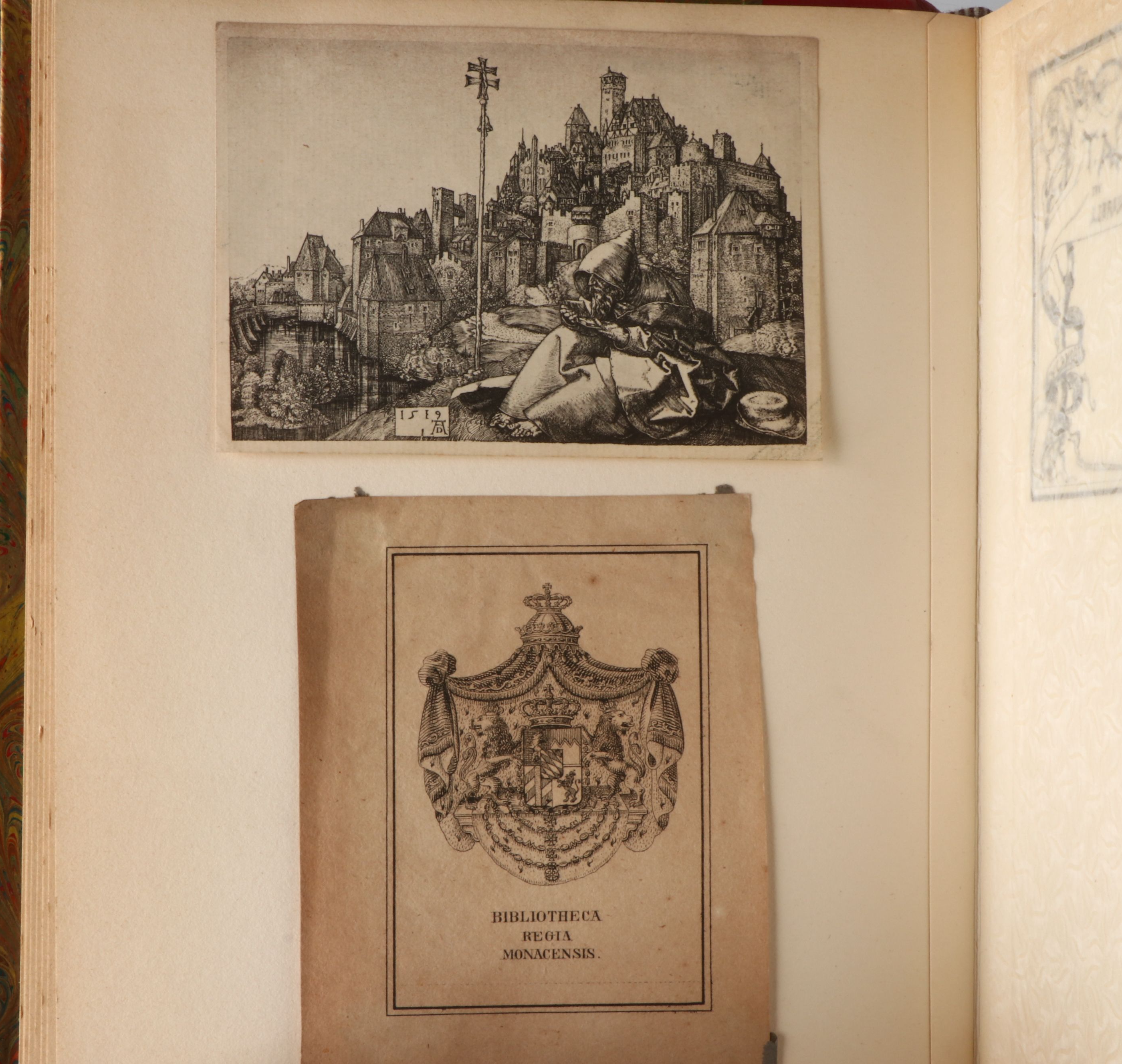 Leather Bound Book of European Ex Libris Bookplates, Early to Mid-20th Century