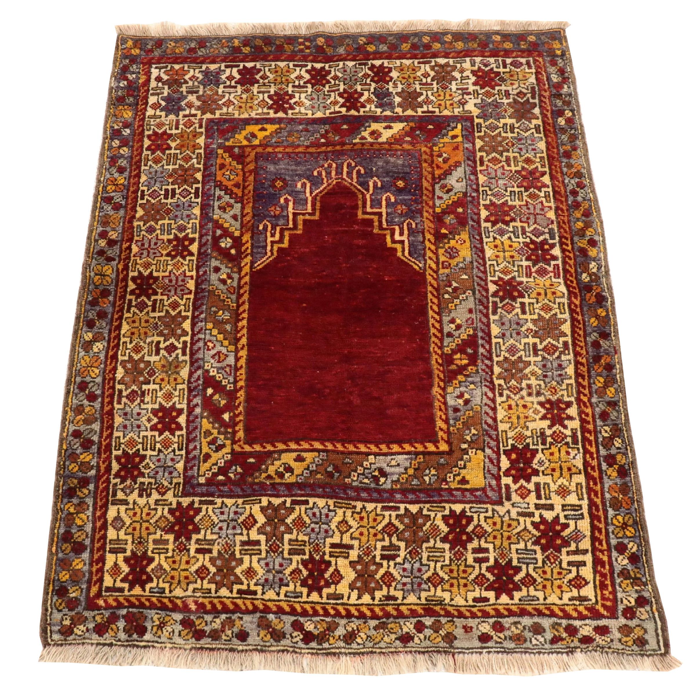 3'7 x 5'2 Hand-Knotted Turkish Ghiordes Prayer Rug