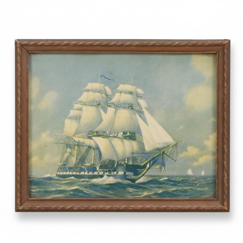 Maritime Duotone Halftone of Clipper Ship at Sea