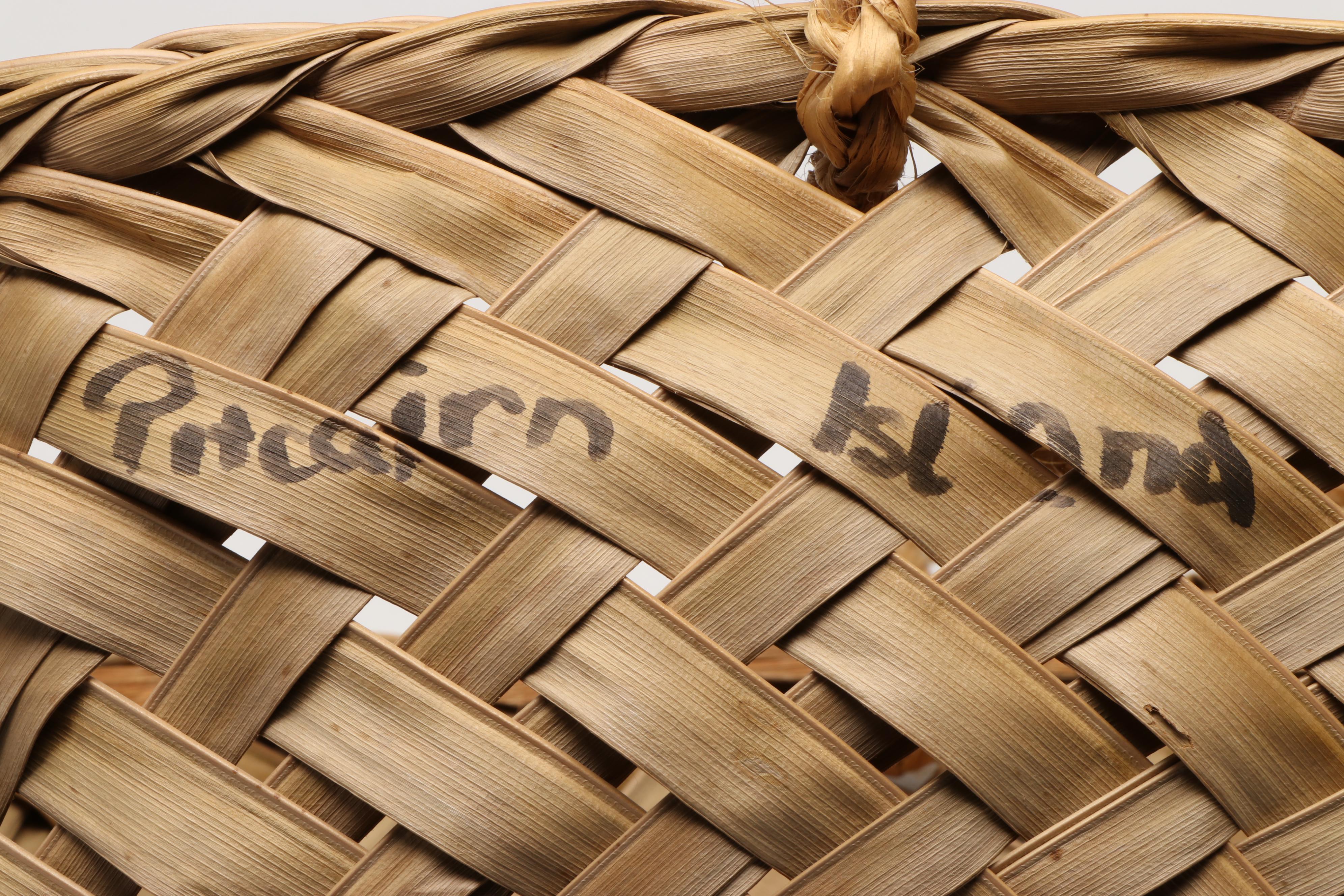 Mary Mavis Warren Pitcairn Island Woven Coconut Fiber Handled Baskets