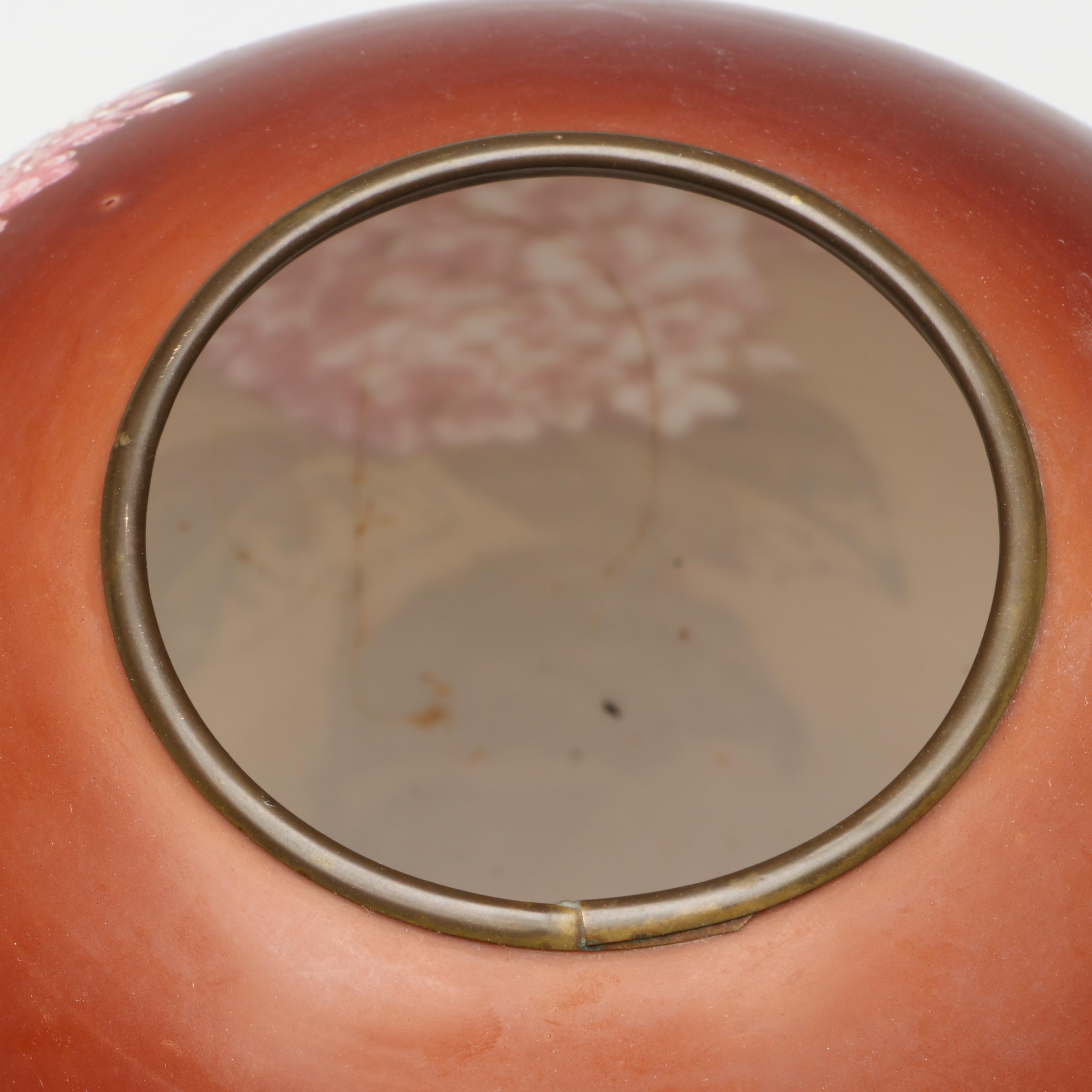 Hand-Painted Floral Bulb Glass Parlor Lamp, Early to Mid-20th Century