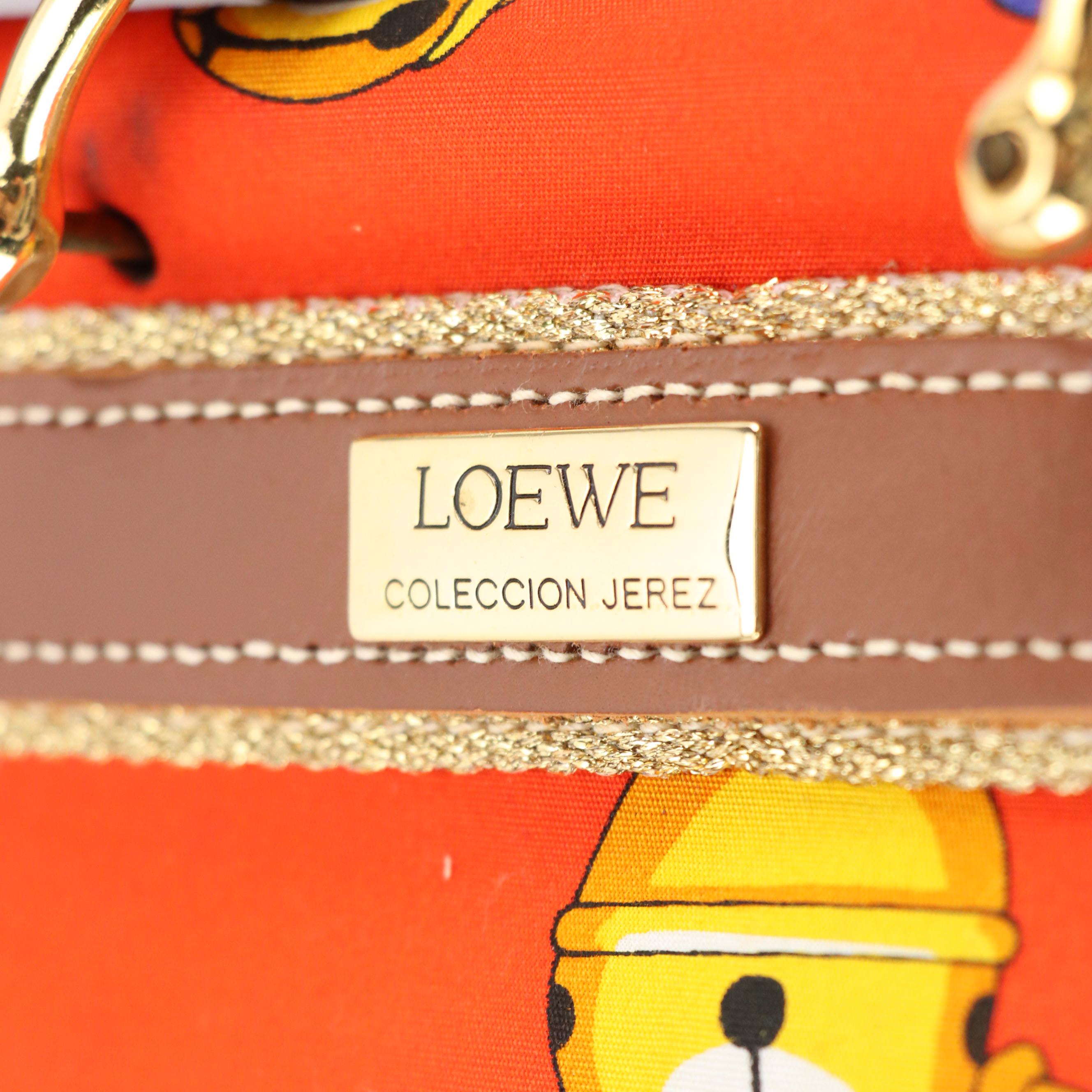 Loewe Vintage Coleccion Jerez Orange Bell Printed Canvas Messenger Bag