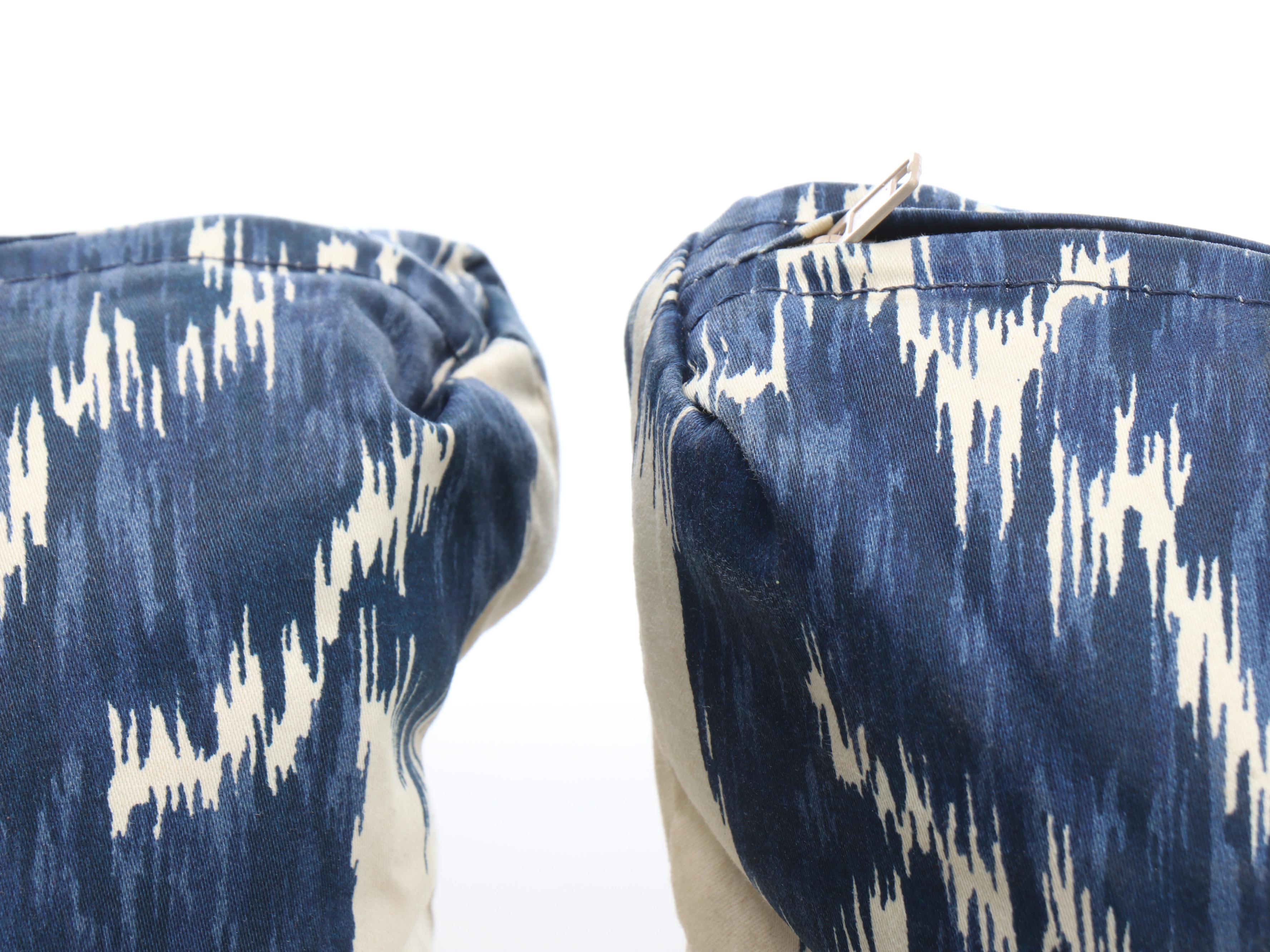 84" Blue & White Ikat Print Cotton Curtains, Matching Pillows and Cotton Bolt