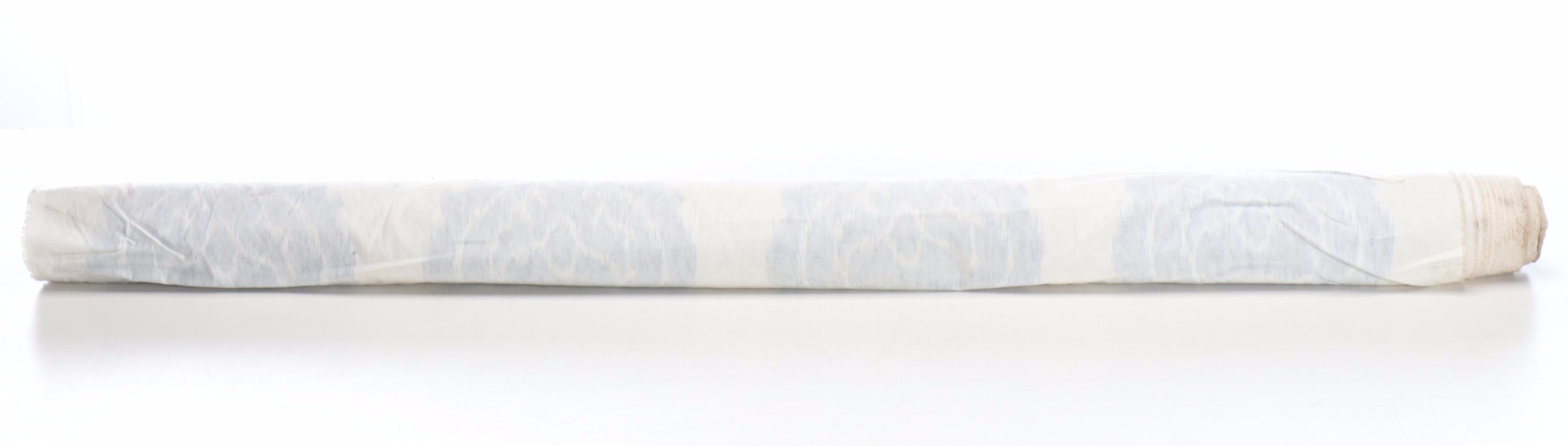 84" Blue & White Ikat Print Cotton Curtains, Matching Pillows and Cotton Bolt