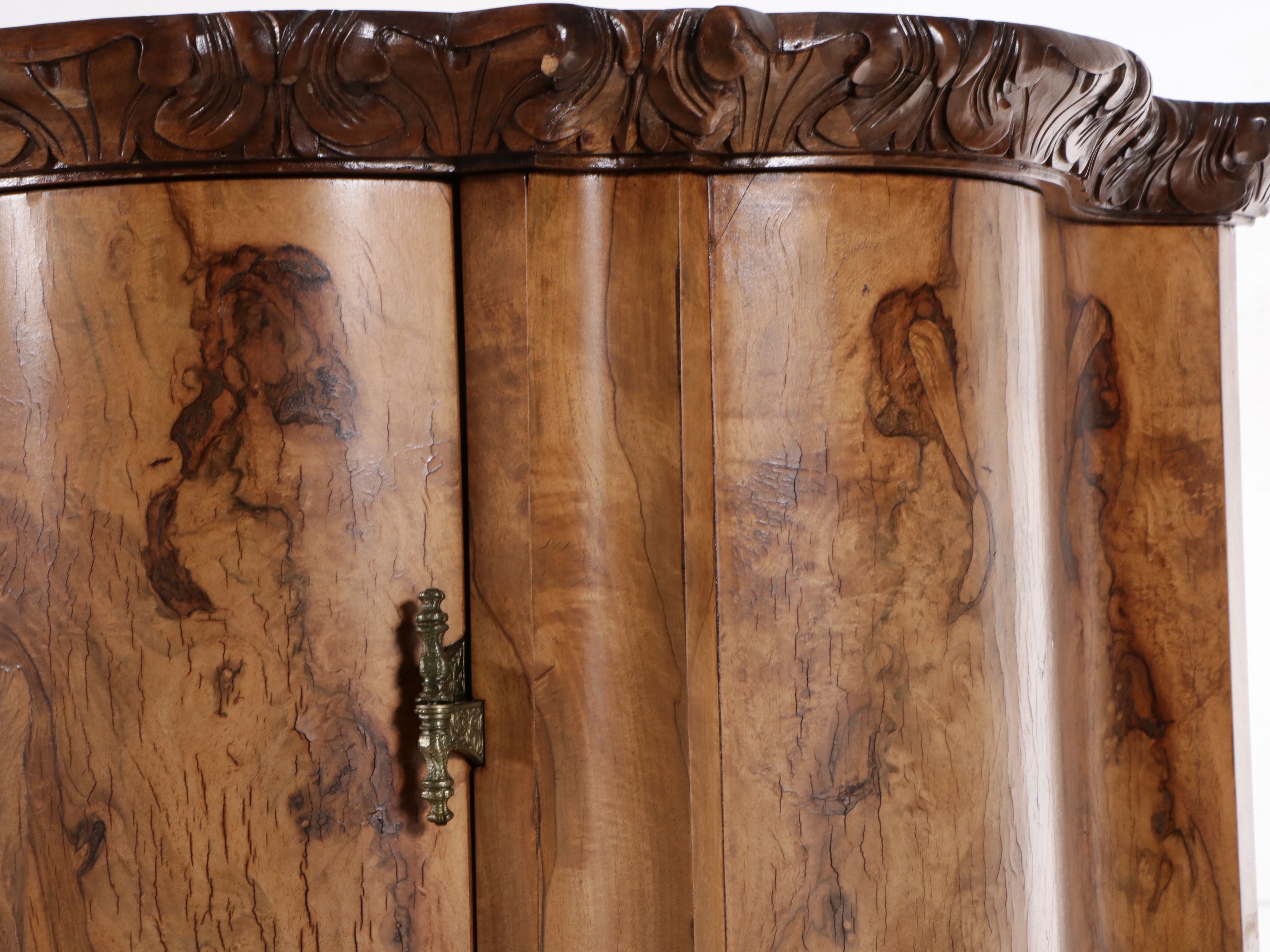 Italian Rococo Style Walnut Burl Penderie Armoire, Late 19th/Early 20th C.