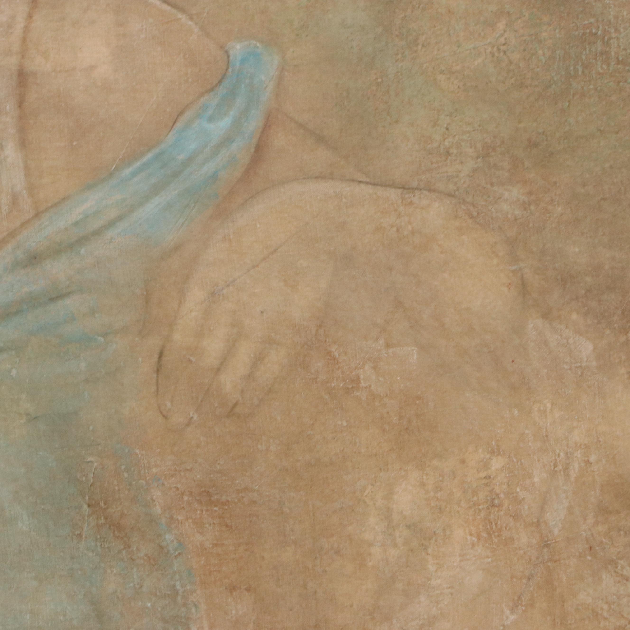 JD Parrish Embellished Giclée of Woman in Loose Blue Dress, Late 20th Century