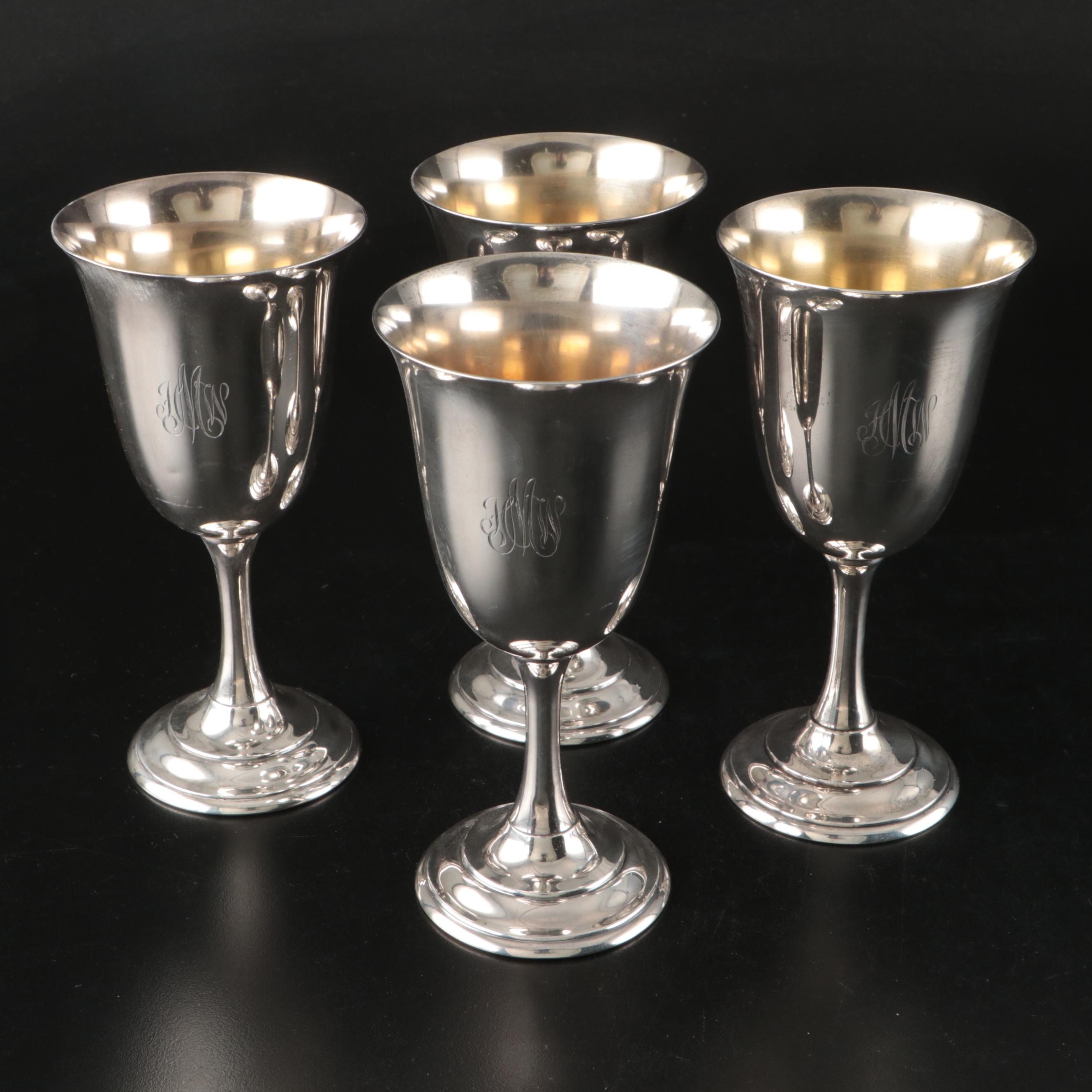 Warriss & Co. Sterling Silver Monogrammed Cups, Late 20th Century
