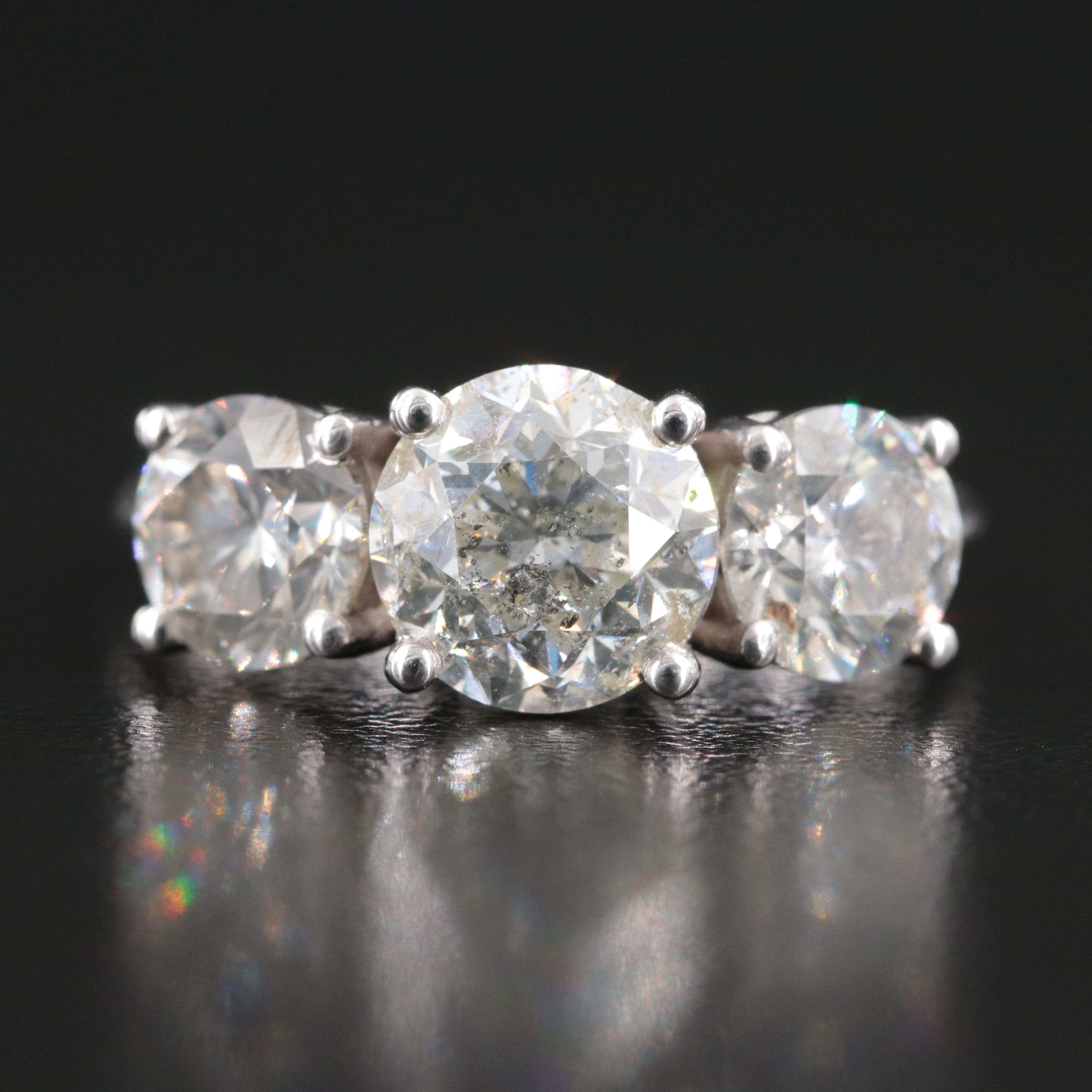 14K 4.26 CTW Diamond Three Stone Ring with IGI Jewelry Report