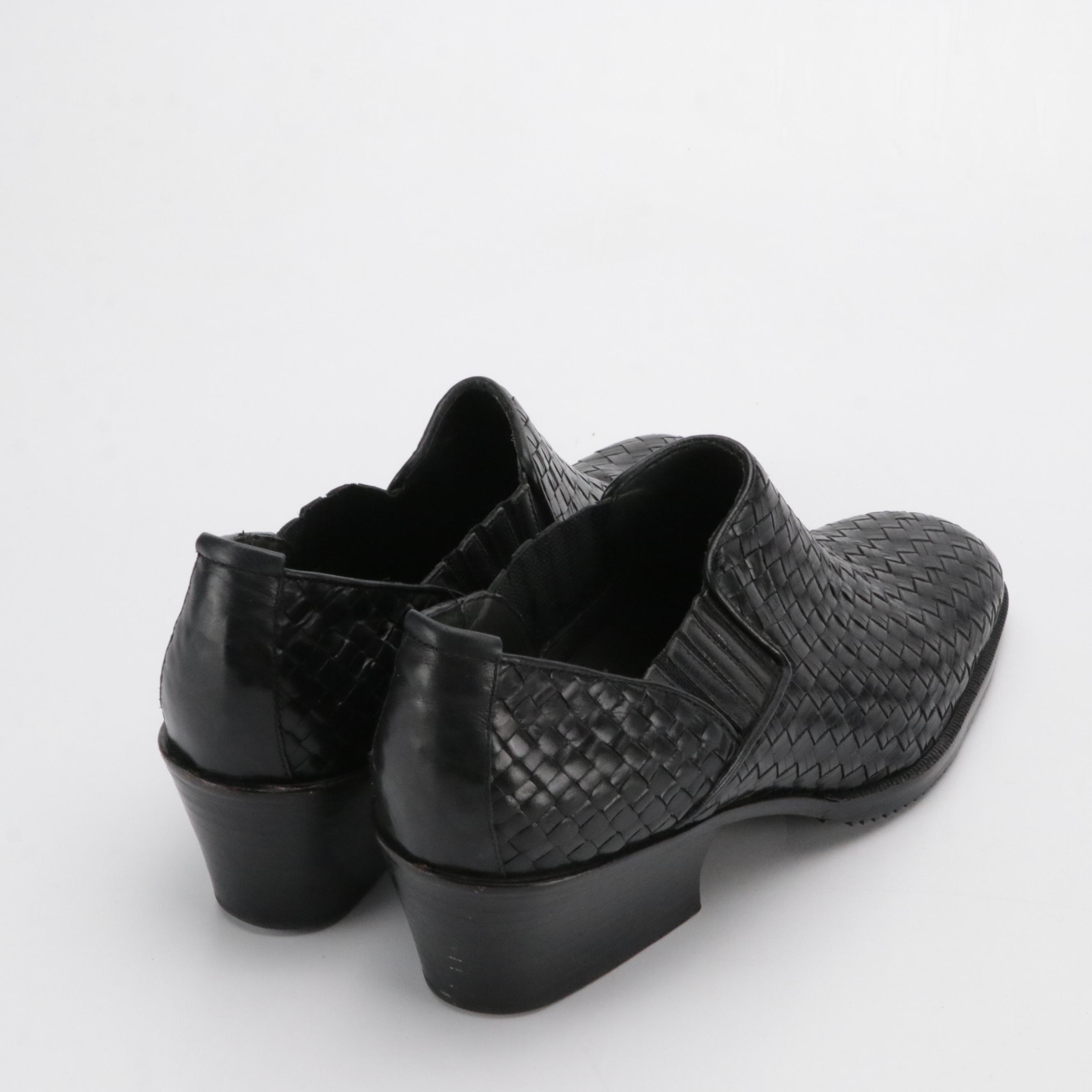Cole Haan Black Woven Leather Booties and Leather Mules