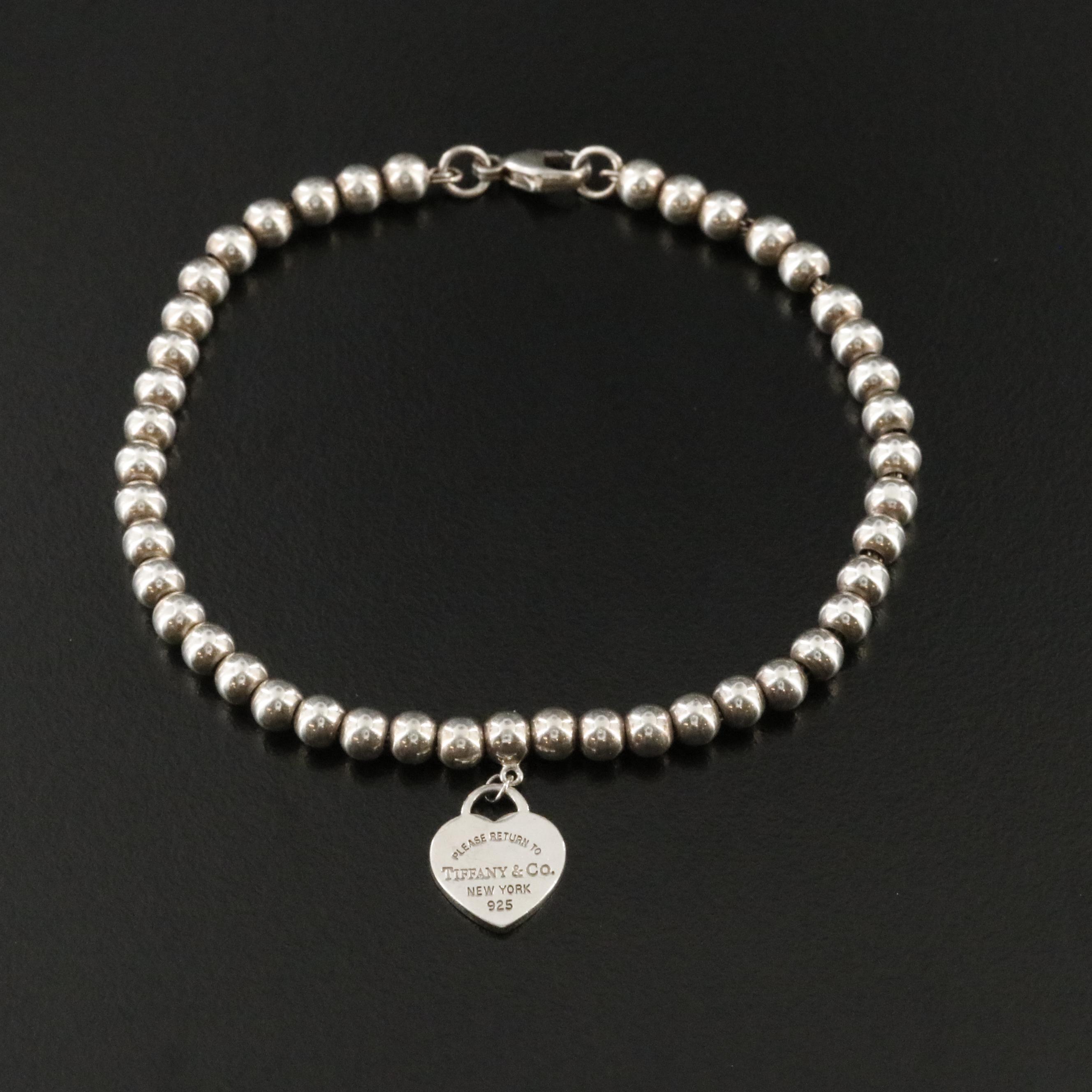 Tiffany & Co. Return to Tiffany Sterling Heart Tag Bead Bracelet