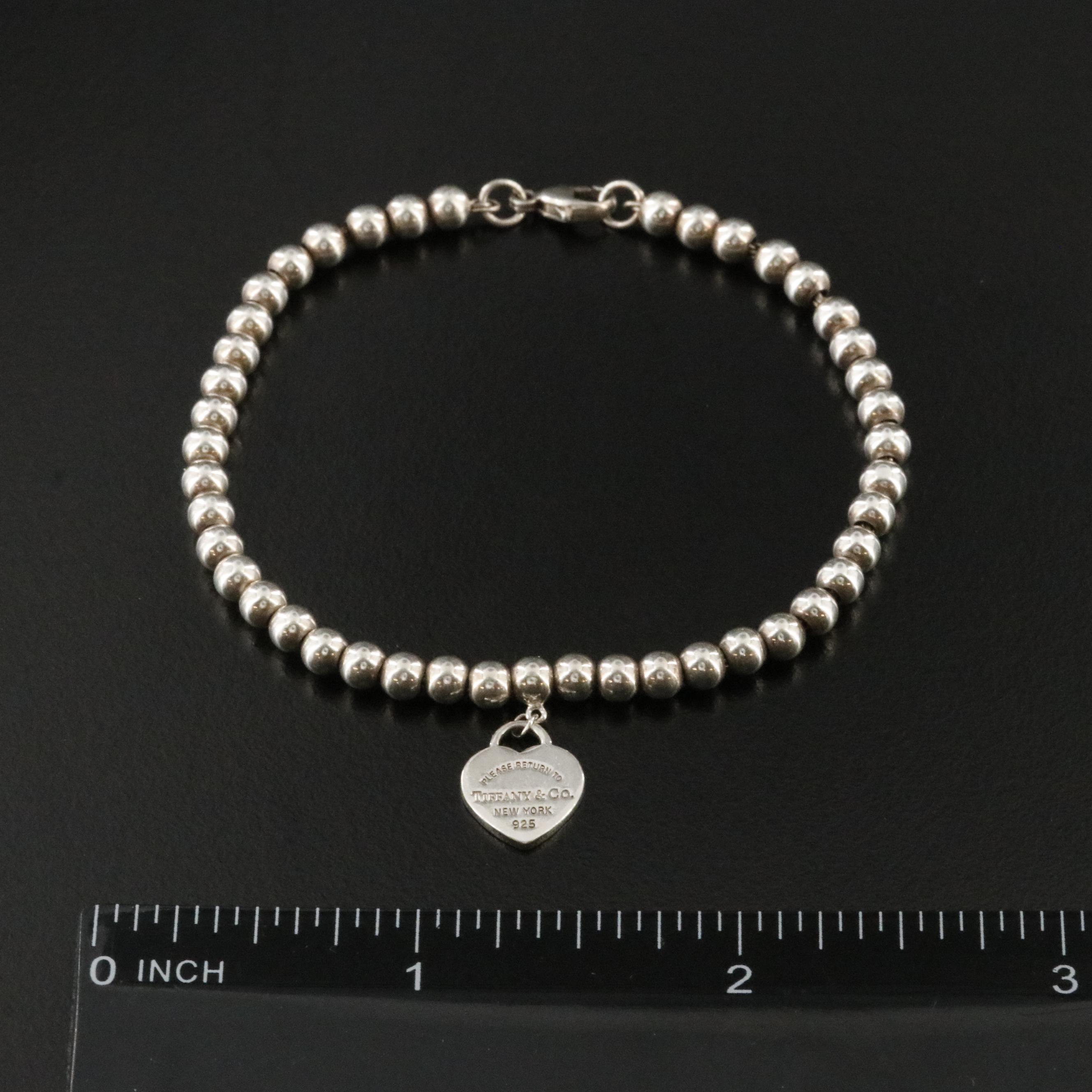 Tiffany & Co. Return to Tiffany Sterling Heart Tag Bead Bracelet