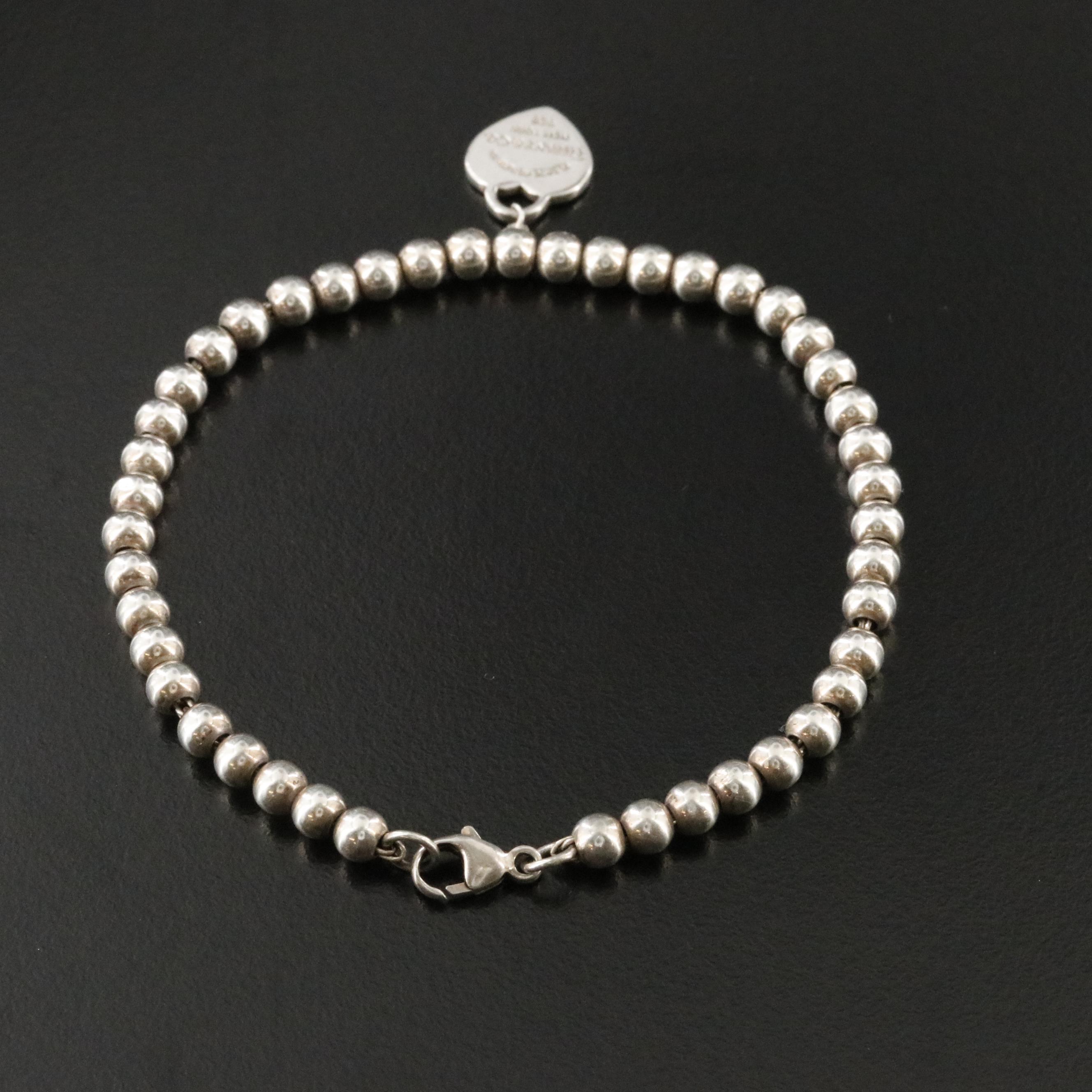 Tiffany & Co. Return to Tiffany Sterling Heart Tag Bead Bracelet