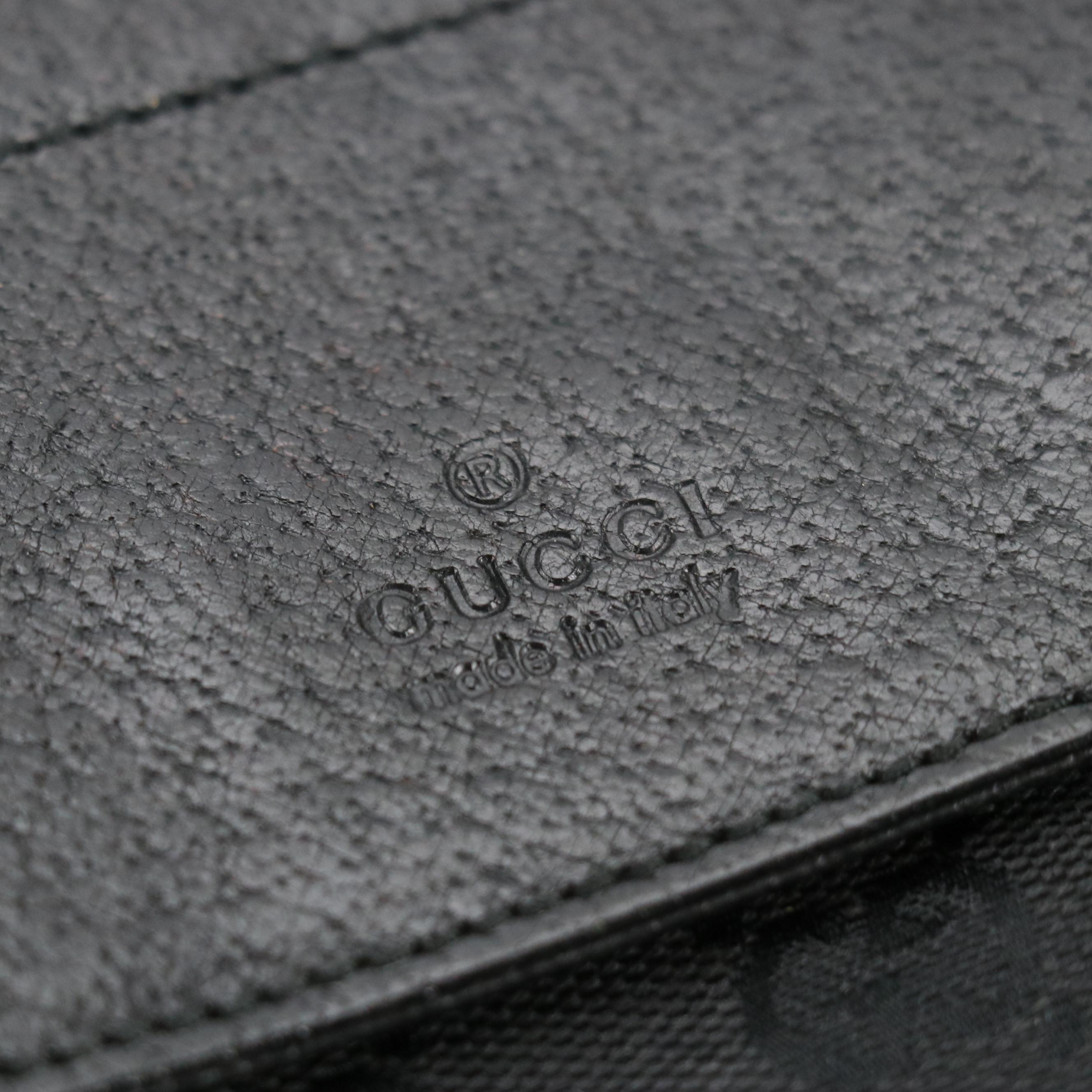 Gucci Double Pocket Belt Bag in Black GG Canvas and Black Leather