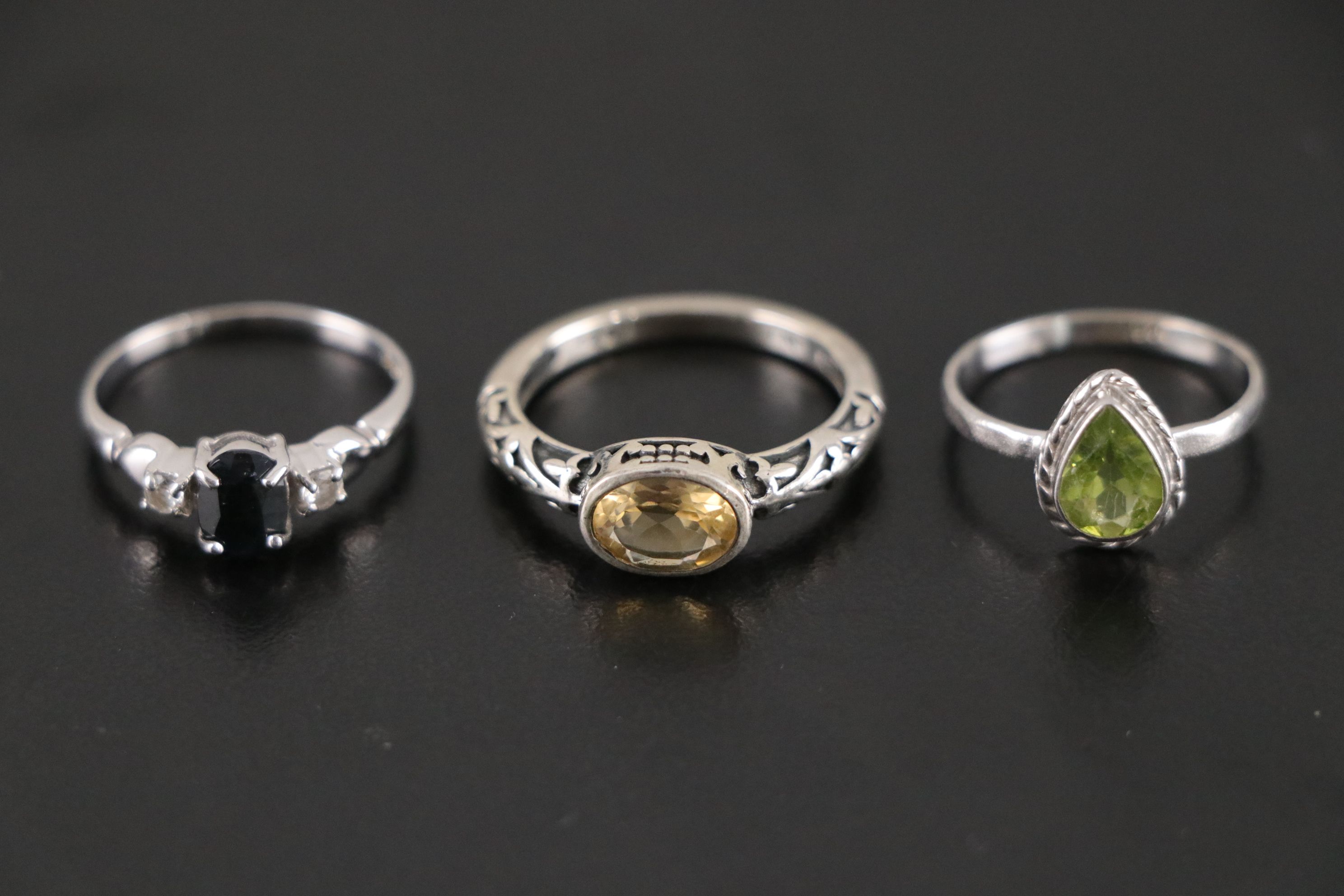 14 Assorted Sterling Silver Rings, Necklaces and Earrings