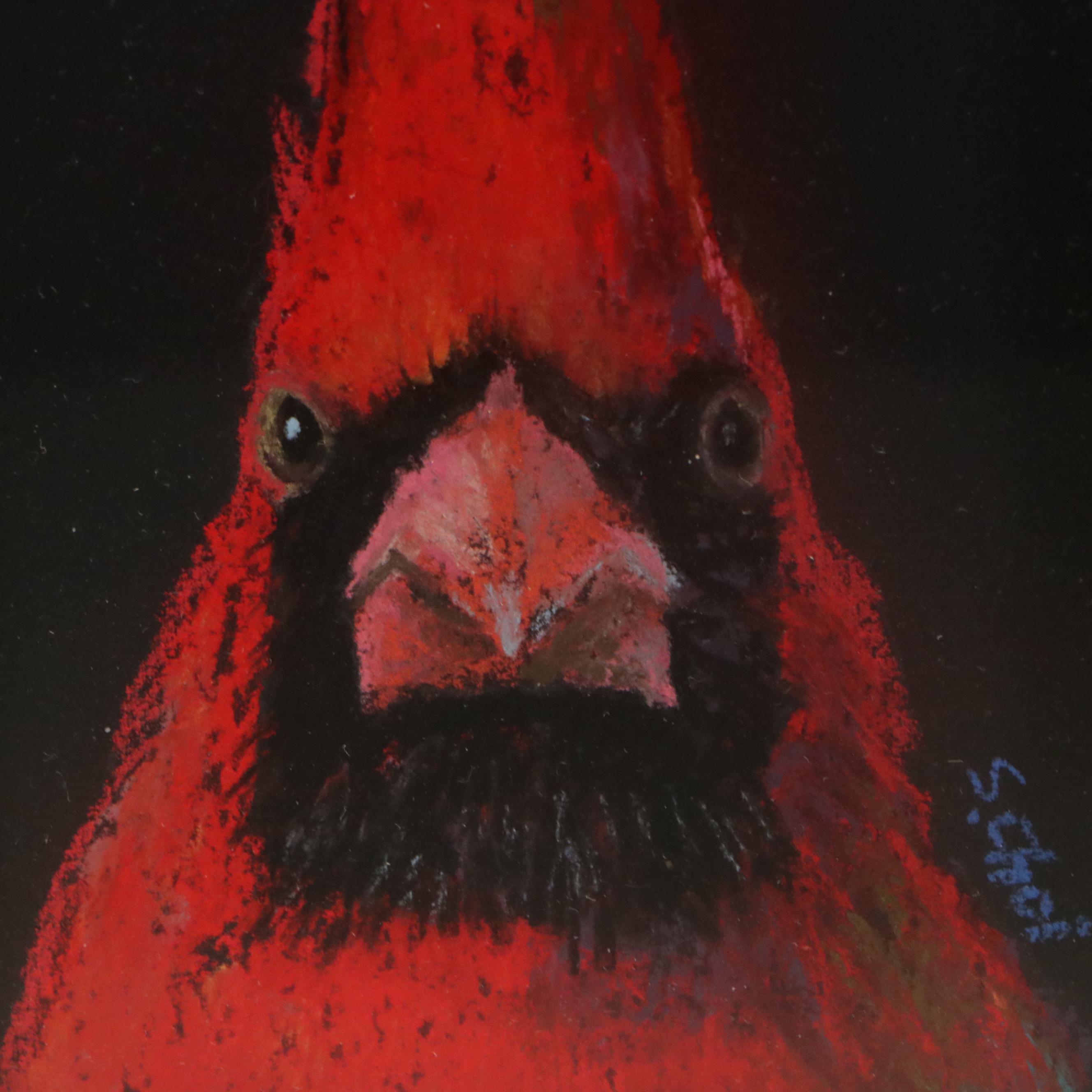 S. Choi Chalk Pastel Drawing of Cardinal, 2025