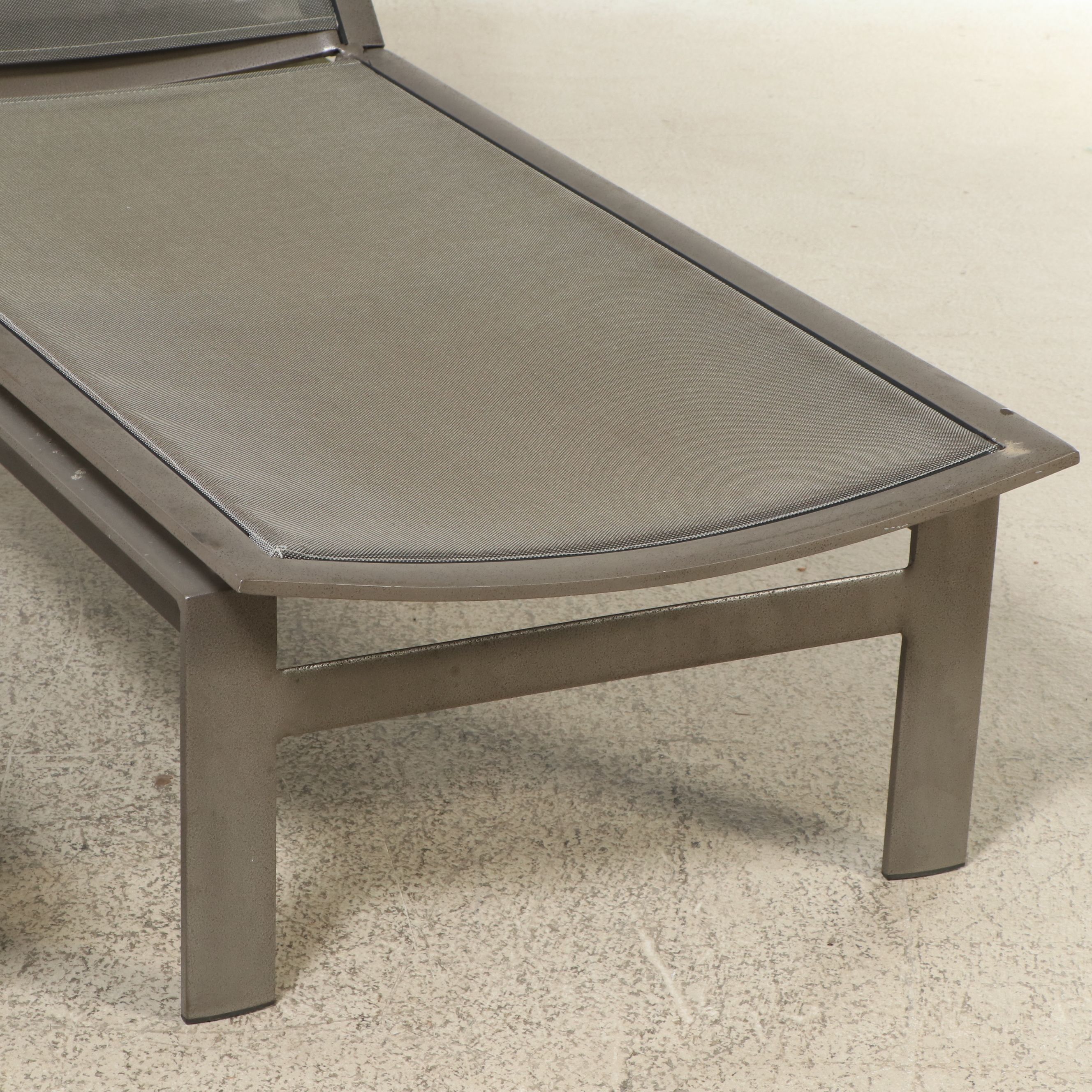 Pair of Contemporary Metal Framed Patio Chaise Lounges