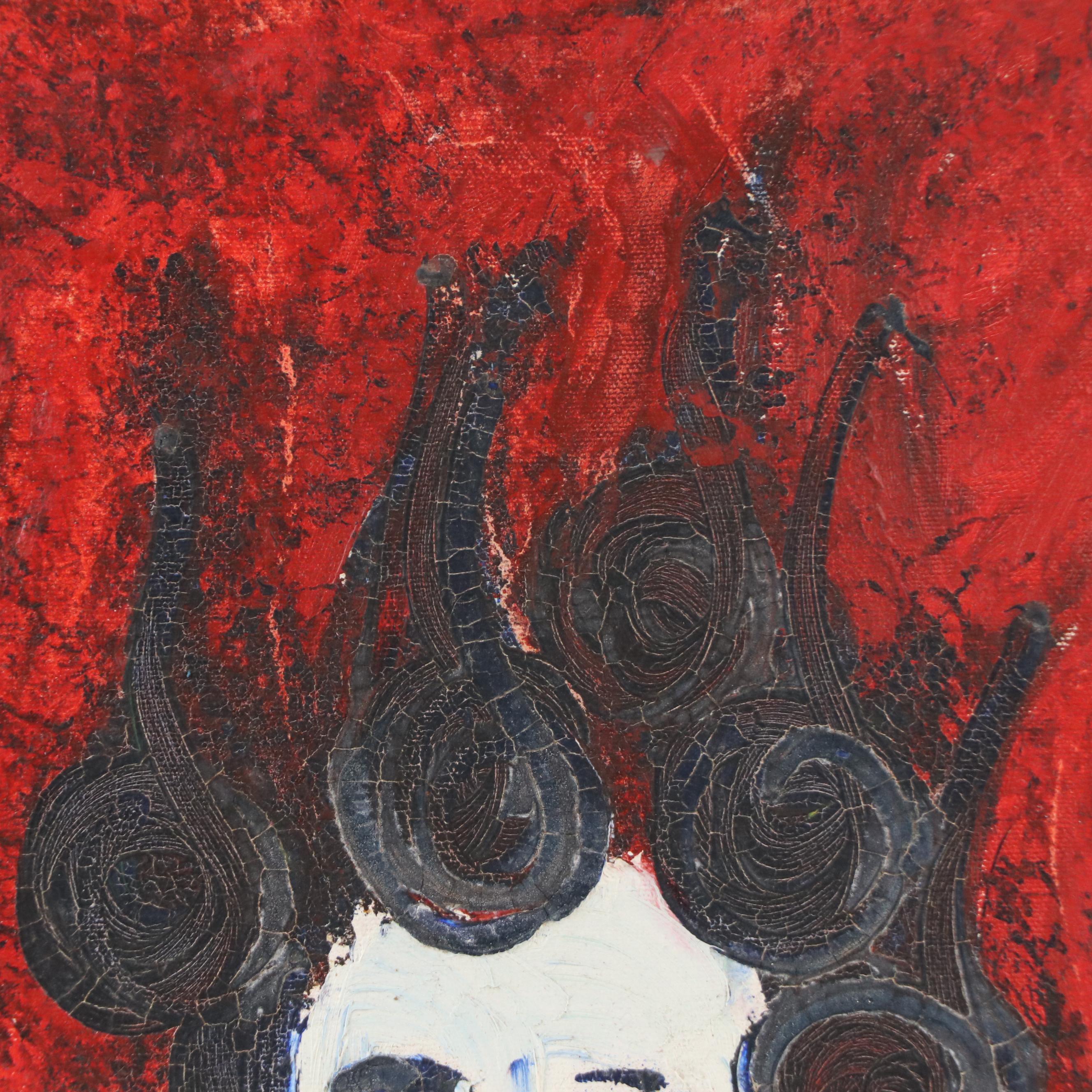 Stylized Portrait Oil Painting of Woman, Mid to Late 20th Century