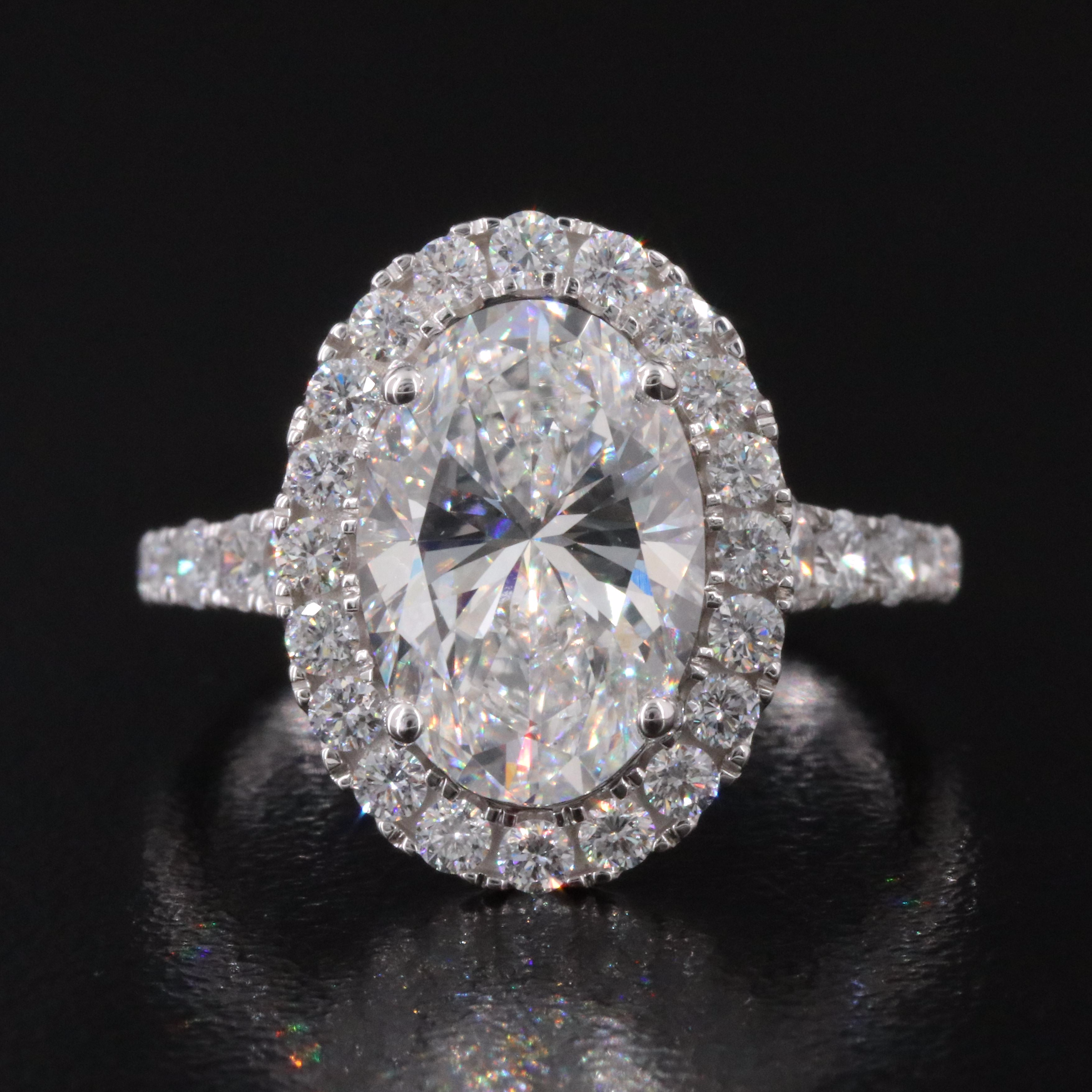 14K 4.85 CTW Lab Grown Diamond Halo Ring
