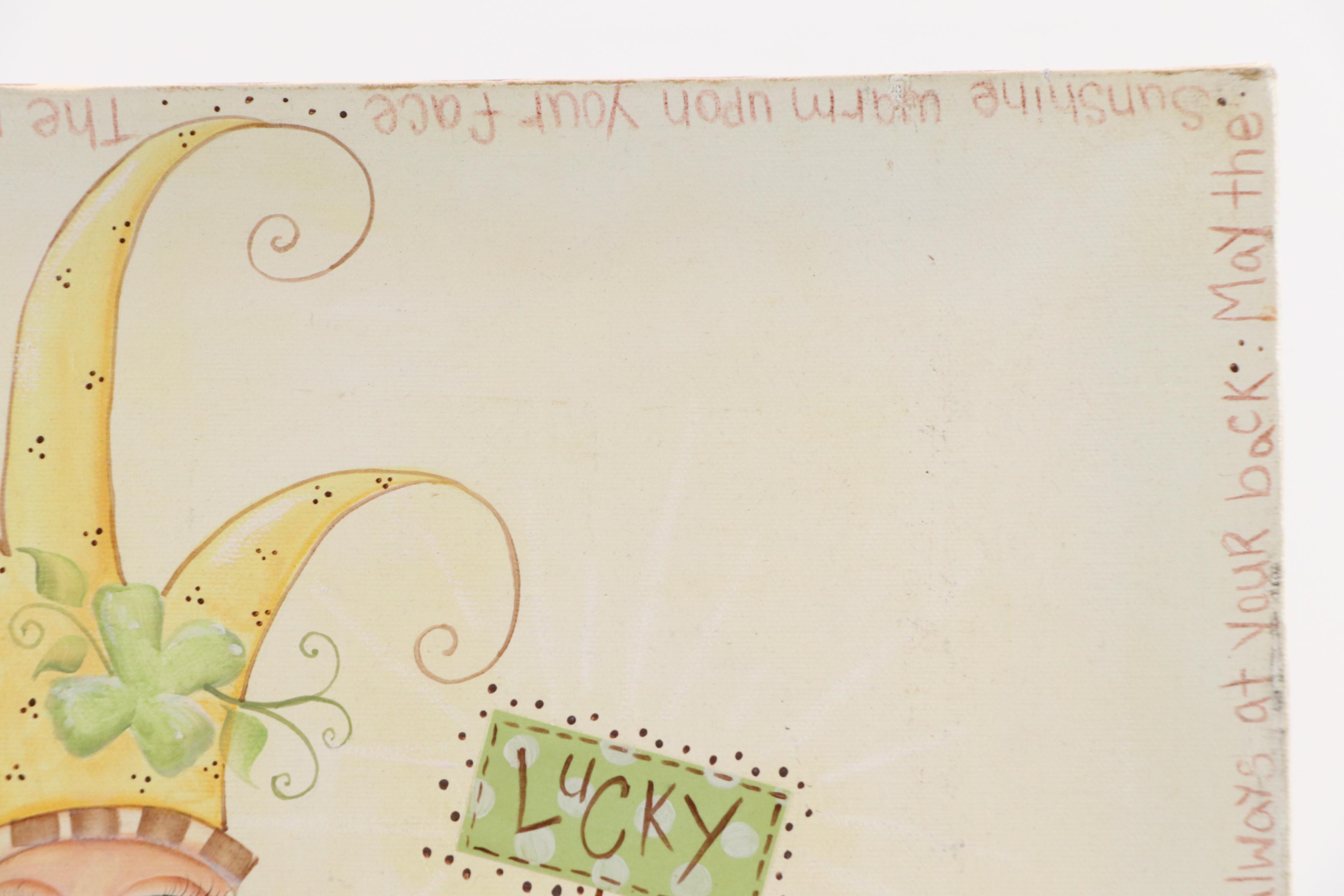 Stylized Mixed Media Painting "Lucky," Late 20th - 21st Century